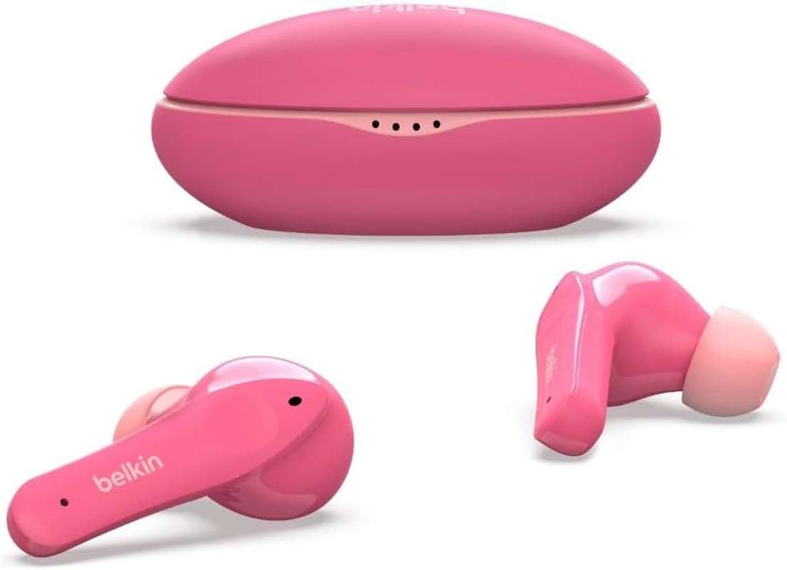 Belkin SOUNDFORM Nano, True Wireless Earbuds, 85Db Limit for Ear Protection, Online Learning, IPX5 Sweat and Water Resistant, 24 Hours Play Time for Iphone, Galaxy, Pixel and More, Pink (PAC003)