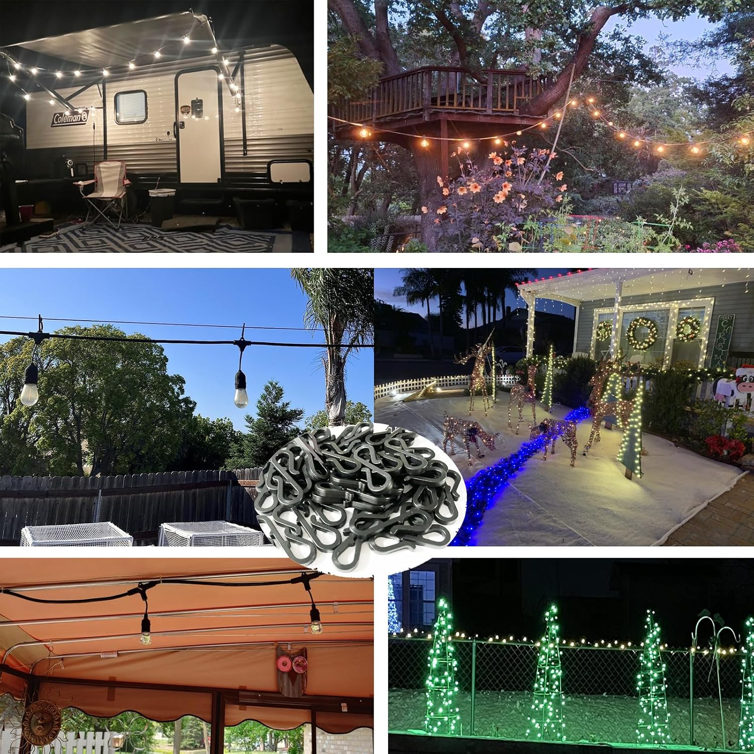 Pack of 100 Holiday Light Clips Christmas Light Clips Outdoor Hang String Lights Clips Hooks for Christmas Decoration String Lights Weatherproof Outdoor Lights Clips for Halloween Xmas image number 6