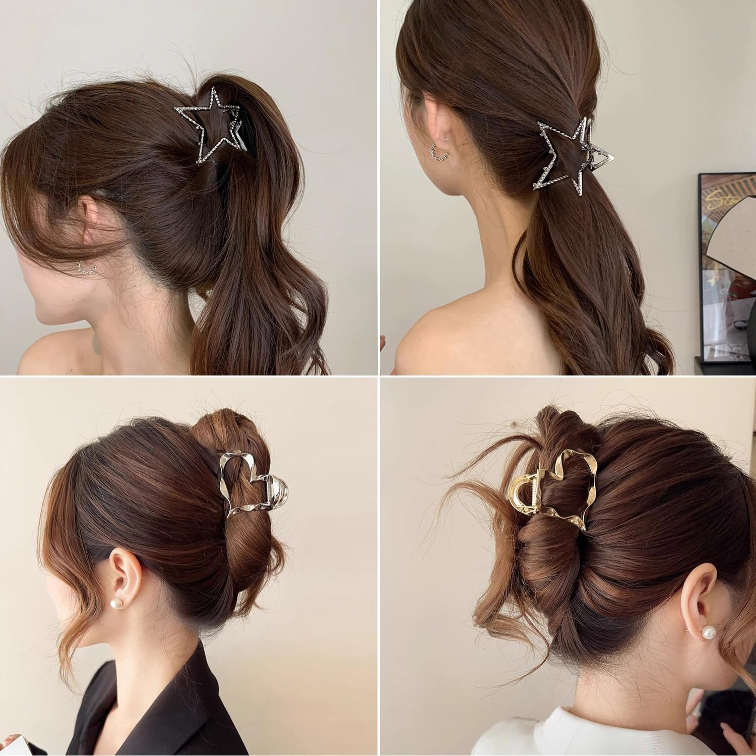 Pack of 5 Non-Slip Hair Clips, Metal Clips for the Back of the Head, Love Star Hair Clips, Elee Hair Accessories for Women, Simple and Fashionable Hair Accessories, Hairstyle Fixing Clips image number 3