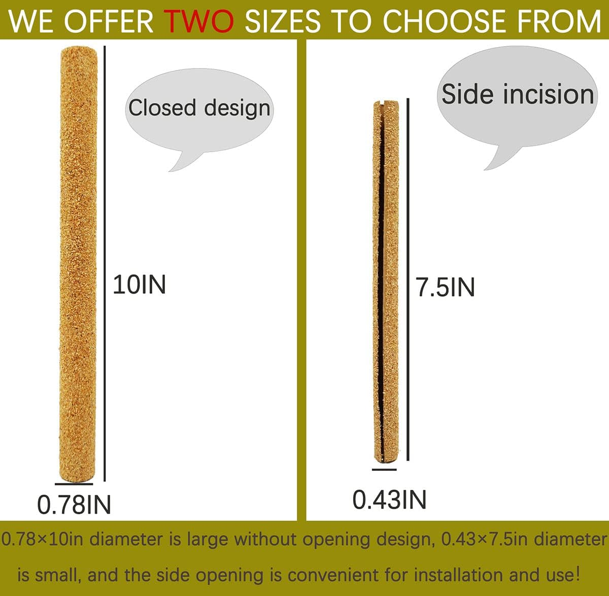 12Pcs Sand Perch Covers for Birds - Large Bird Perch Covers 10" Long X 0.78" Diameter Bird Perches for Parakeets, Lovebirds, Parrotlets, Canaries and Other Small Birds(Yellow, 12Pcs 10" X 0.78") image number 6