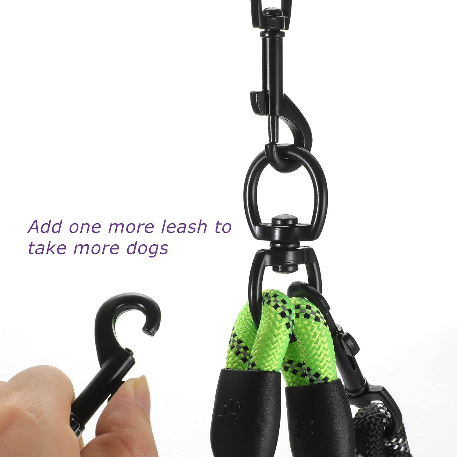 Reflective Double Dog Leash with Detachable Coupler and Tangle Free Control, Padded Handle for Large and Medium Dogs Walking (Red, Double Leash) image number 3