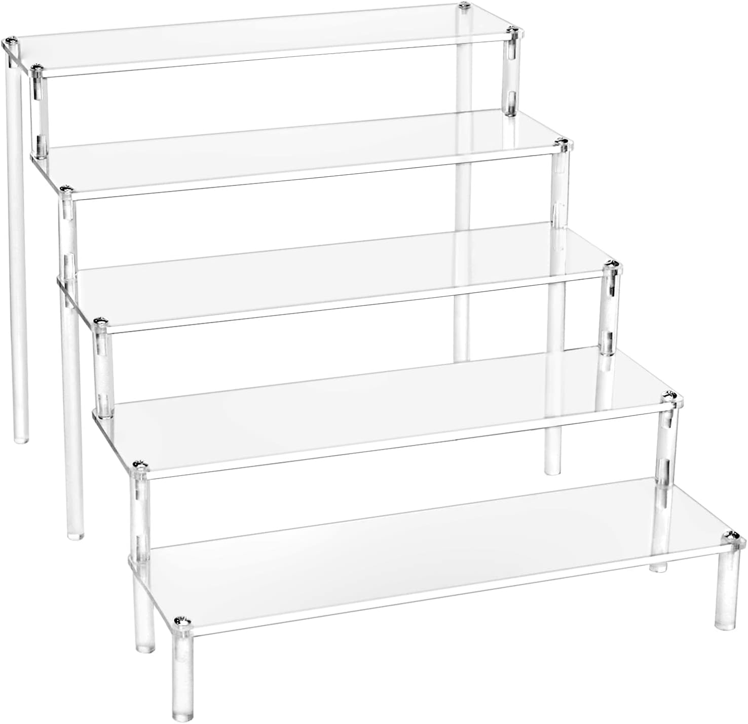 QWORK&reg; 5-Tier Acrylic Display Stand, Transparent Acrylic Display Riser Shelf for Figures, Jewellery, Cupcake, Lipstick, Nail Polish, Spice, 30 X 32 X 25 Cm image number 4