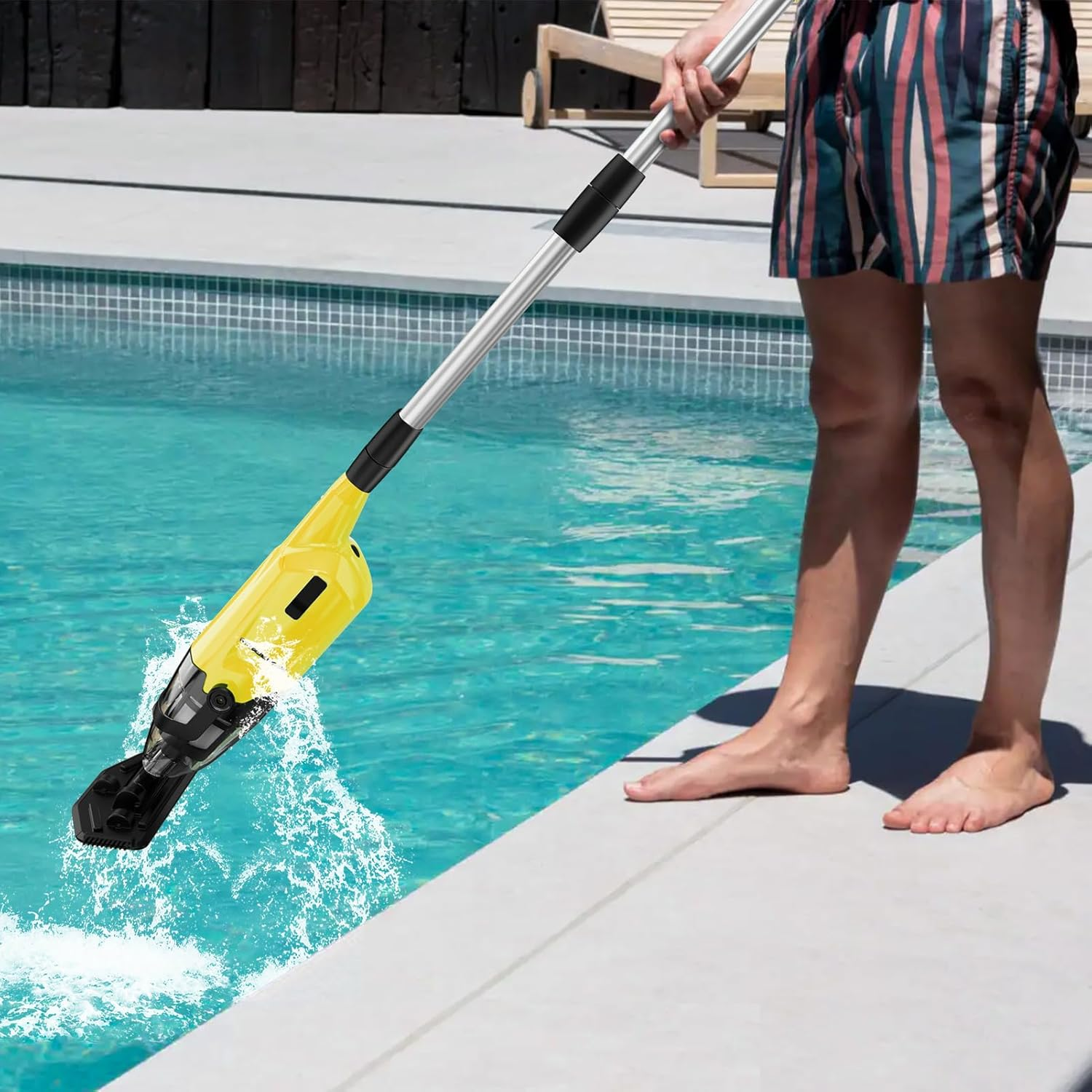 Handheld Pool Vacuum, Cordless Spa Cleaner Ideal for Hot Tubs and above Ground Pools for Debris and Small Leaves (Yellow) image number 2