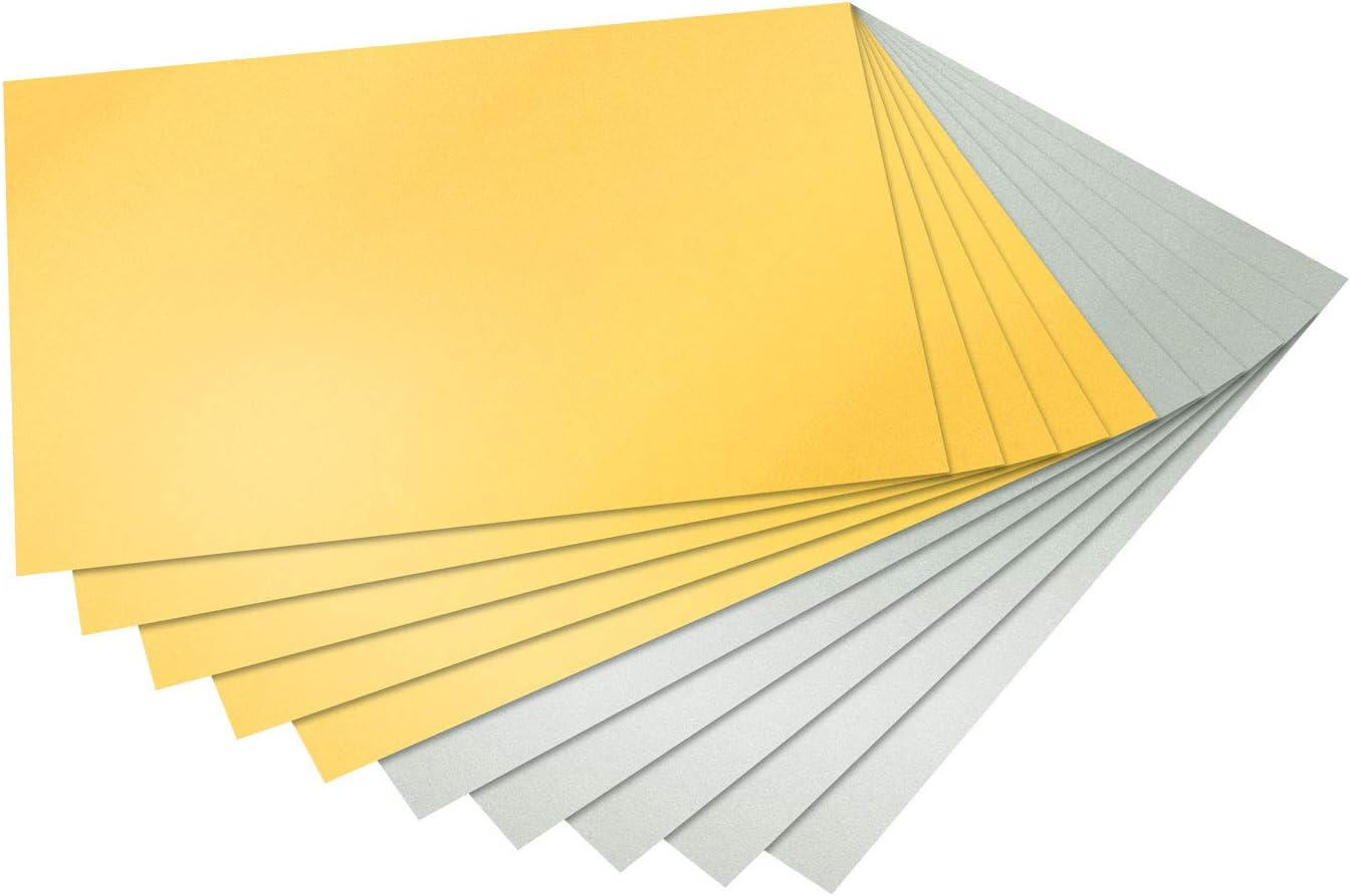 Folia 601 Pad with Coloured Drawing Paper in Gold/Silver, 10 Sheets, 130 G/M&sup2;, DIN A4, Ideal Basis for a Variety of Craft Projects Such as Window Pictures, Scrapbooking, Card Making image number 1