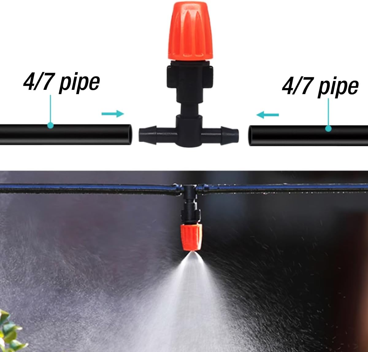 GXXMEI 80Pcs/Set Micro Spray Adjustable Flow Irrigation Drippers, 1/4 Inch Garden Adjustable Sprinkler Drip Irrigation Mister Heads with 3 Tee Irrigation Misting Drip Kit (40Pairs) image number 3