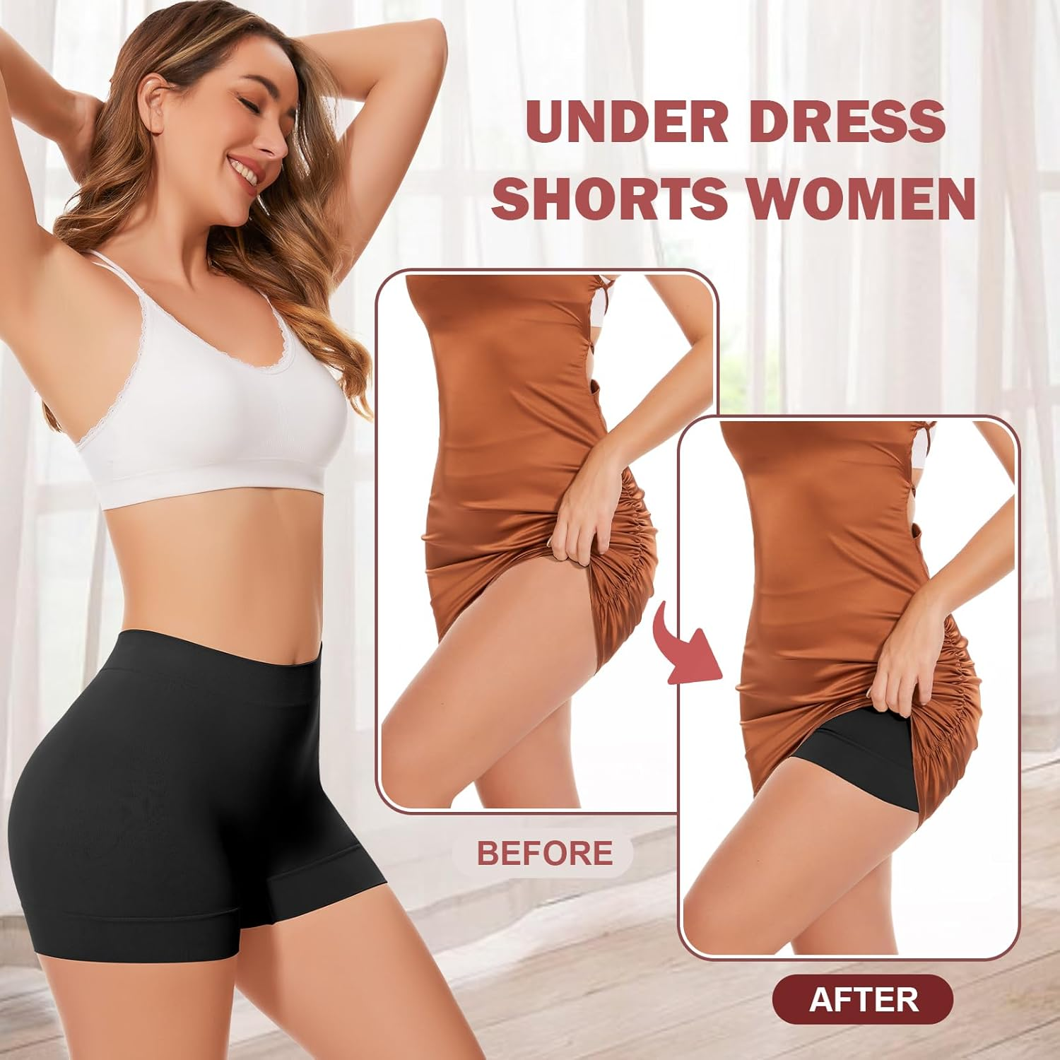UUMIAER Slip Shorts for Women under Dresses, anti Chafing Shorts Boyshorts Panties Shapewear Yoga Shorts Biker Shorts