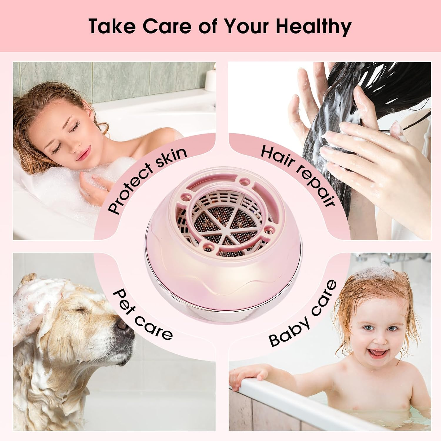 Bath Water Filter for Tub,Hardwater Softener for Tub to Remove Lead,Chlorine and Fluoride,Bpa Free Showerhead Filter Purify Your Bathwater for Healthier Skin and Hair - Light Pink image number 6