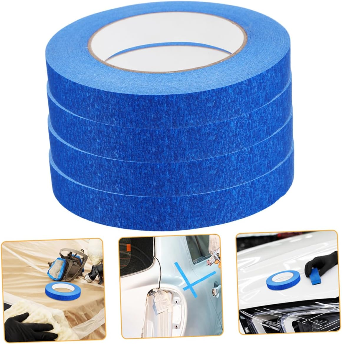 PLAFOPE 4 Rolls Car Masking Tape Painters Blue Adhesive Low Tack Masking Tapes for Automotive Painting for Car Edges image number 2