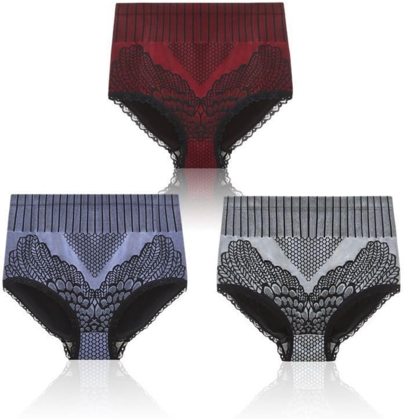 3 Pack Women'S High Waist Seamless Panties Briefs Body Shaper plus Size Maternity Belly Support image number 4