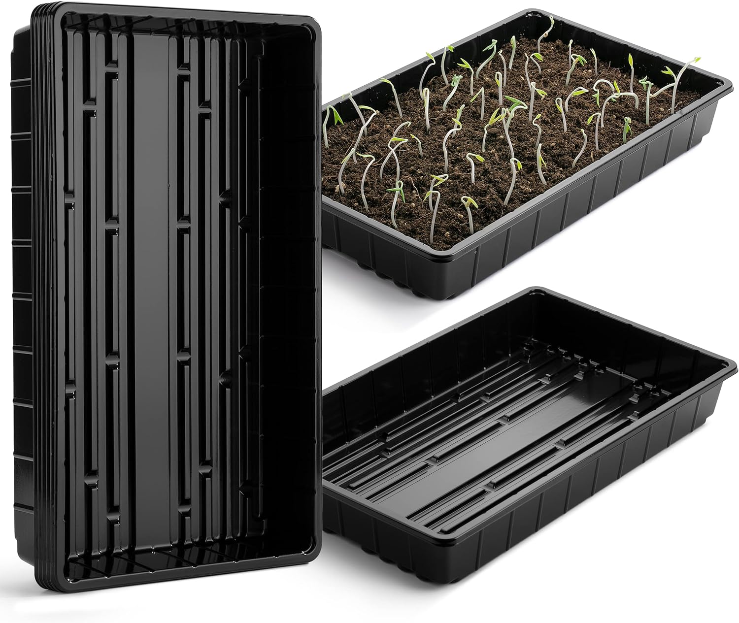 Mr. Pen- Plastic Growing Trays, 5Pack, Black, 17X10, Plant Tray, Seed Tray, Seedling Tray, Propagation Tray, Plant Trays for Seedlings, Planting Trays, Microgreens Growing Trays, Seedling Starter Tray image number 4