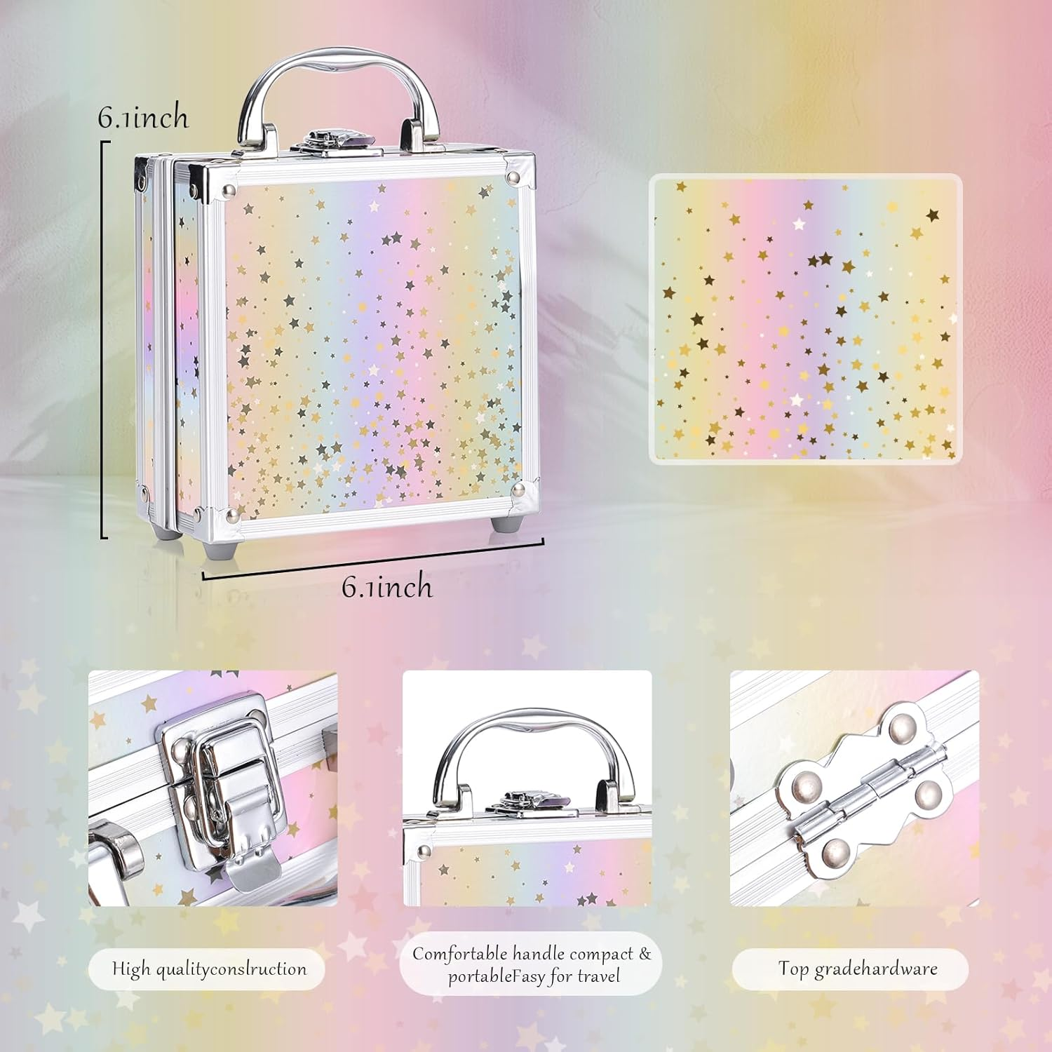 Beginner Makeup Kit for Teen Girl Women, Makeup Present for Her, Set with Cosmetic Train Case Included Eyeshadow Blush Lip Gloss Lip Liner Mascara Eyeliner Mirror (Pink) image number 4