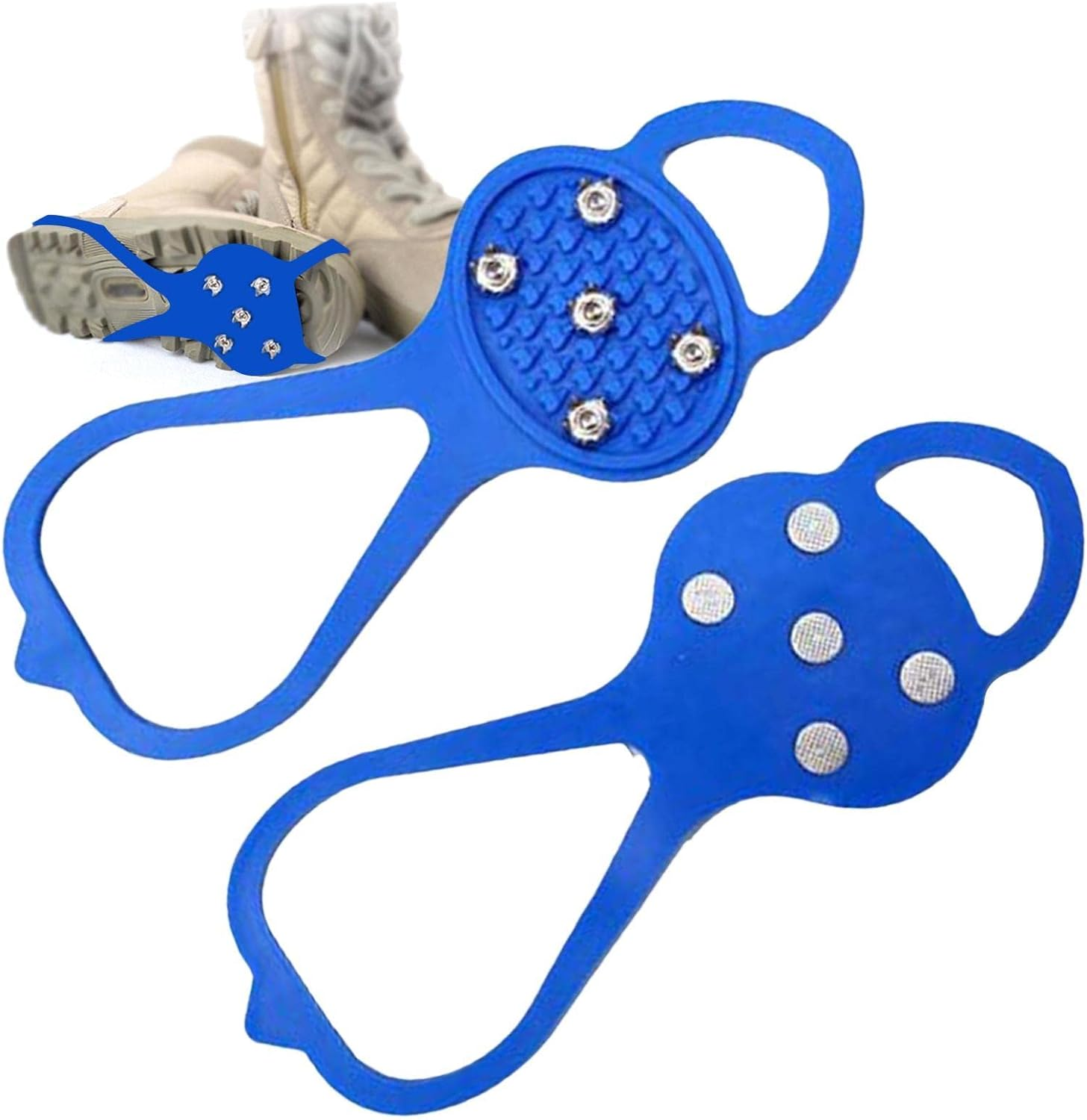 Gripper Spikes | Boot Spikes for Snow and Ice with 5 Tooth, anti Slip Rubber Grips Spikes Ice Cleats Snow Grips Ice Fishing Gear for Shoes And