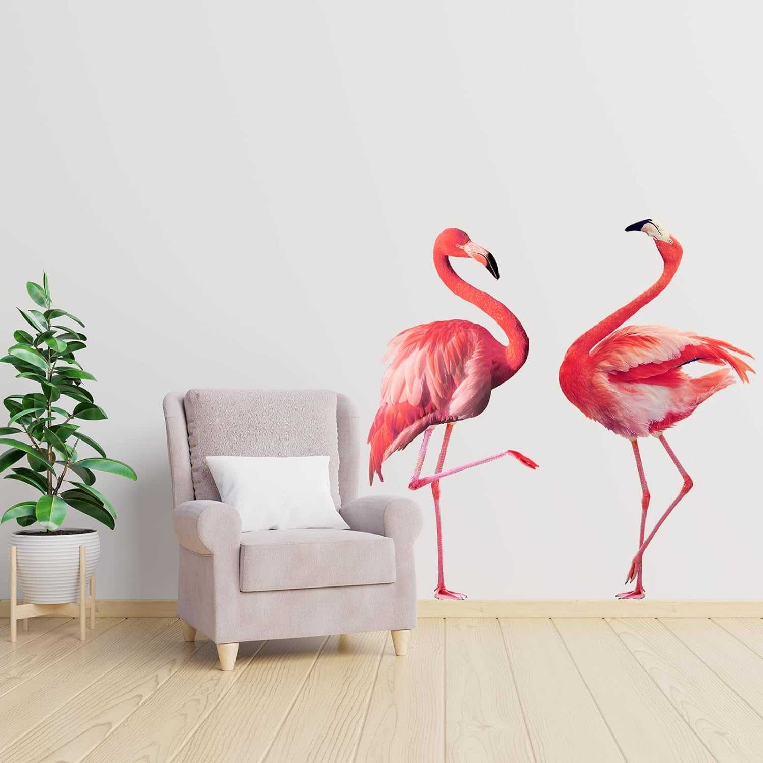 Anfigure Flamingo Wall Decals for Living Room Bedroom Wall Stickers Baby Kids Room Nursery Bathroom Office Wall Decal Corridor Doorway 3D Animal DIY Bird Picture Tv Furniture Home Big Wall Decor image number 1