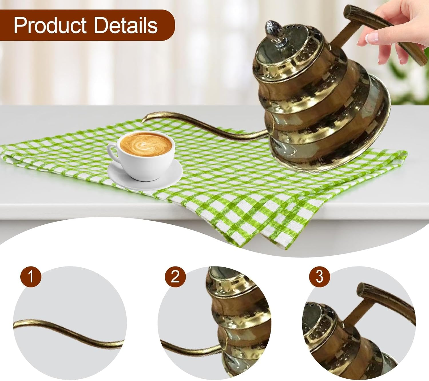 AFXGUSD Coffee Kettle Stainless Steel Gooseneck Drip Kettle Pour over Filtered Teapot Long Spout Pot for Tea Espresso Suitable for Gift Giving Home, Gold