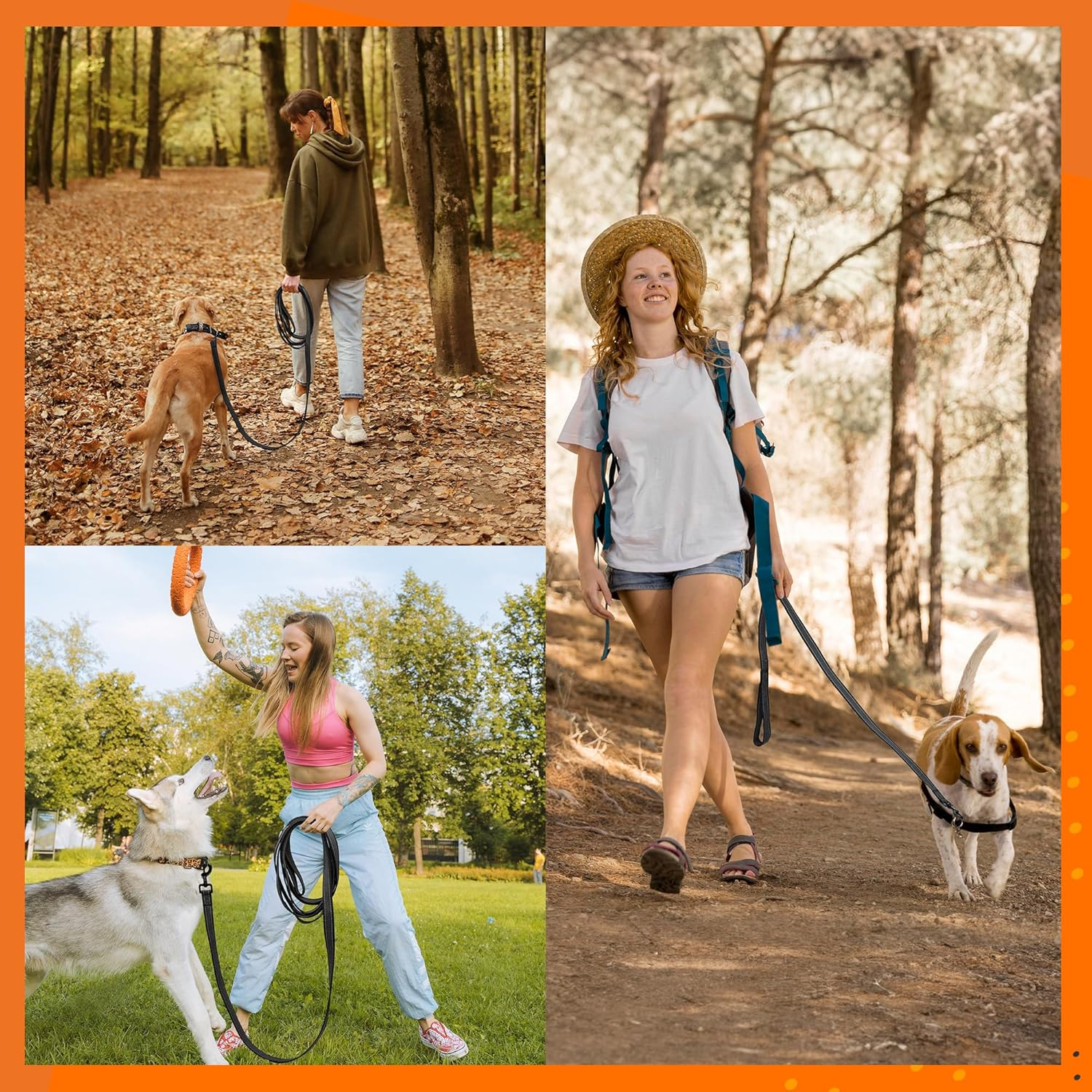 Toozey Recall Lead for Dogs 5 M Rubberised Dog Lead, Dog Accessories for Small to Large Dogs with Hand Loop and Storage Bag - Black (Width 2.5 Cm) image number 5