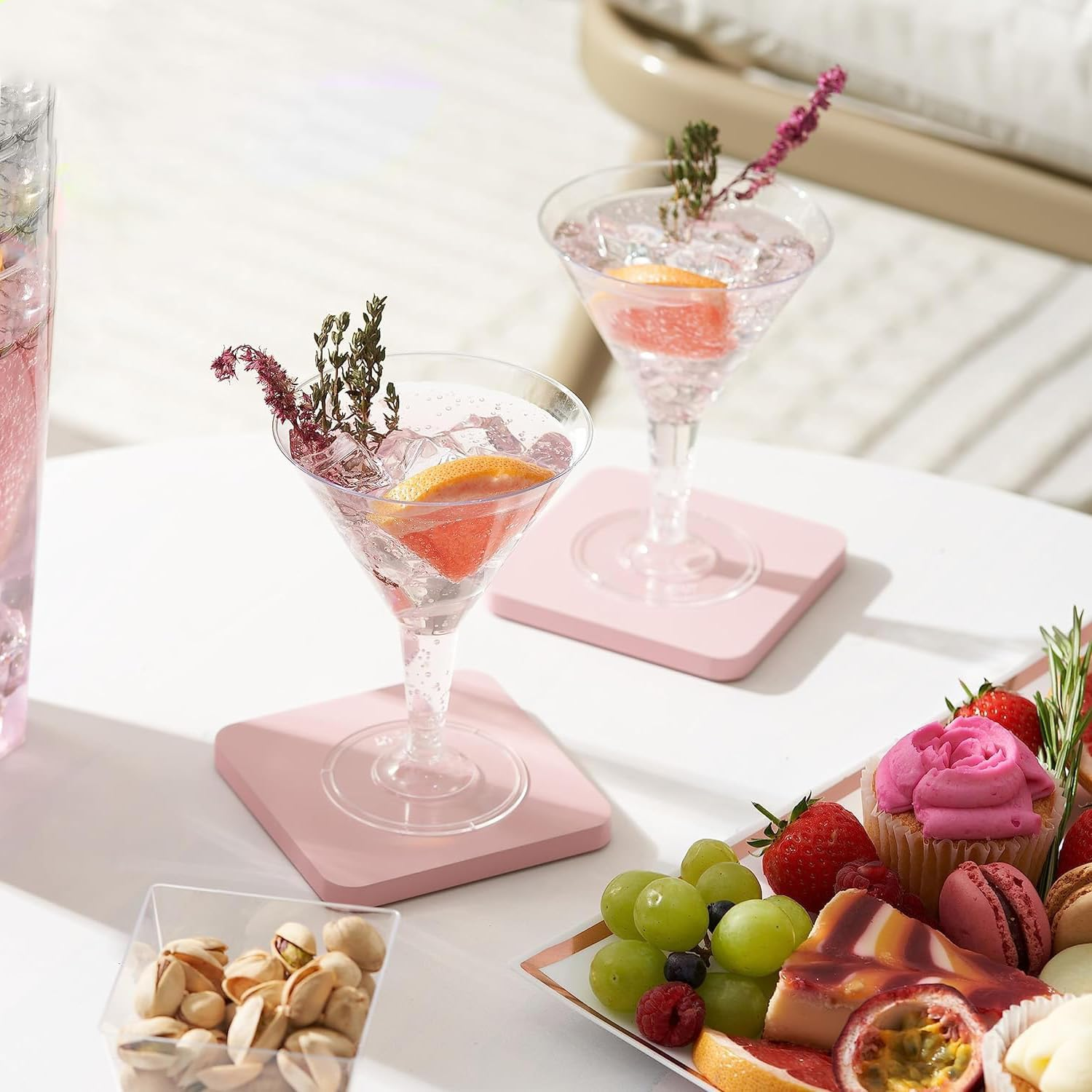 24 Pack Clear Plastic Martini Glasses 6 Oz Cocktail Glasses, Small Dessert Cups, for Wedding, Party Wine, Champagne, Margarita Drink Glasses image number 6