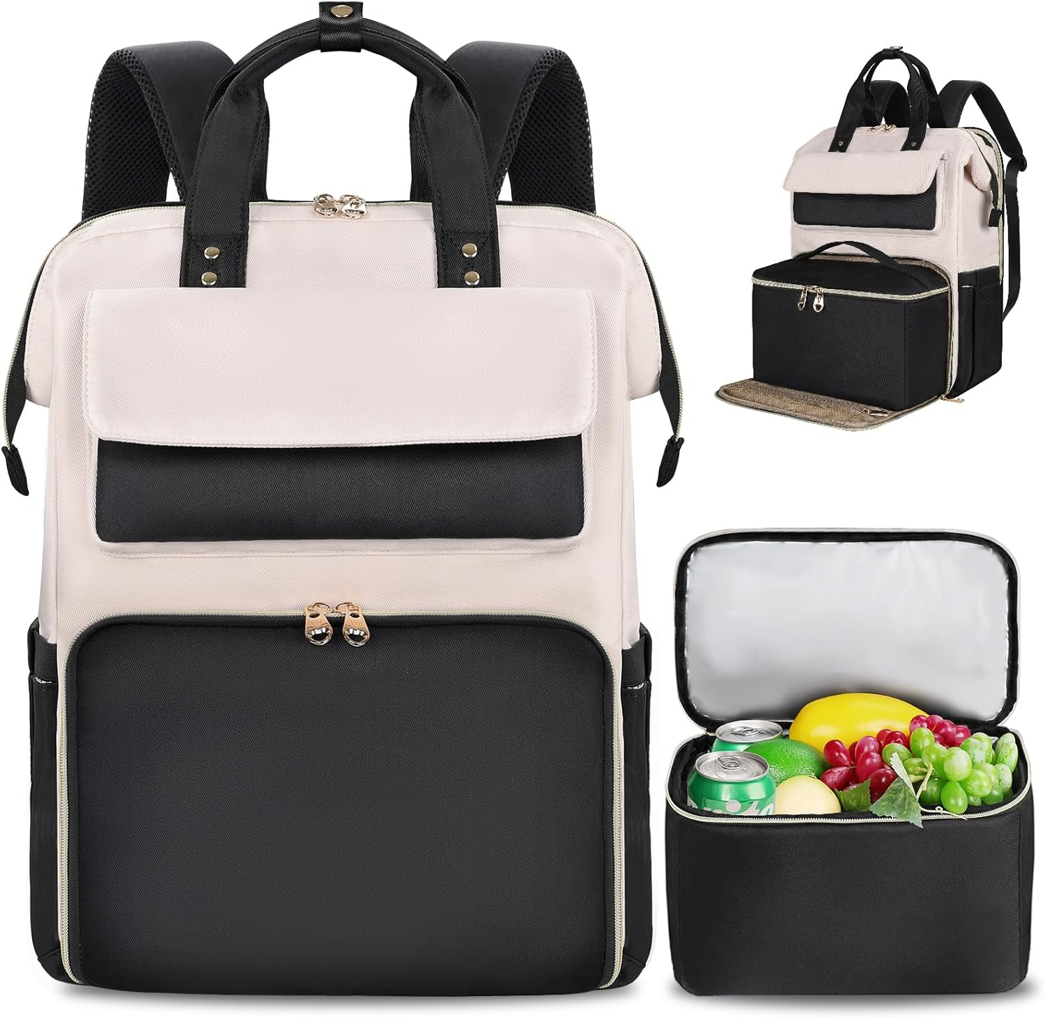 BERTASCHE Lunch Rucksack, Laptop Rucksack Damen 15,6 Zoll Mit Isoliertes K&uuml;hltasche, 2-In-1-Arbeitsrucksack F&uuml;r Frauen/Arbeit/Business/Reisen/Lehrer/Schule/Uni