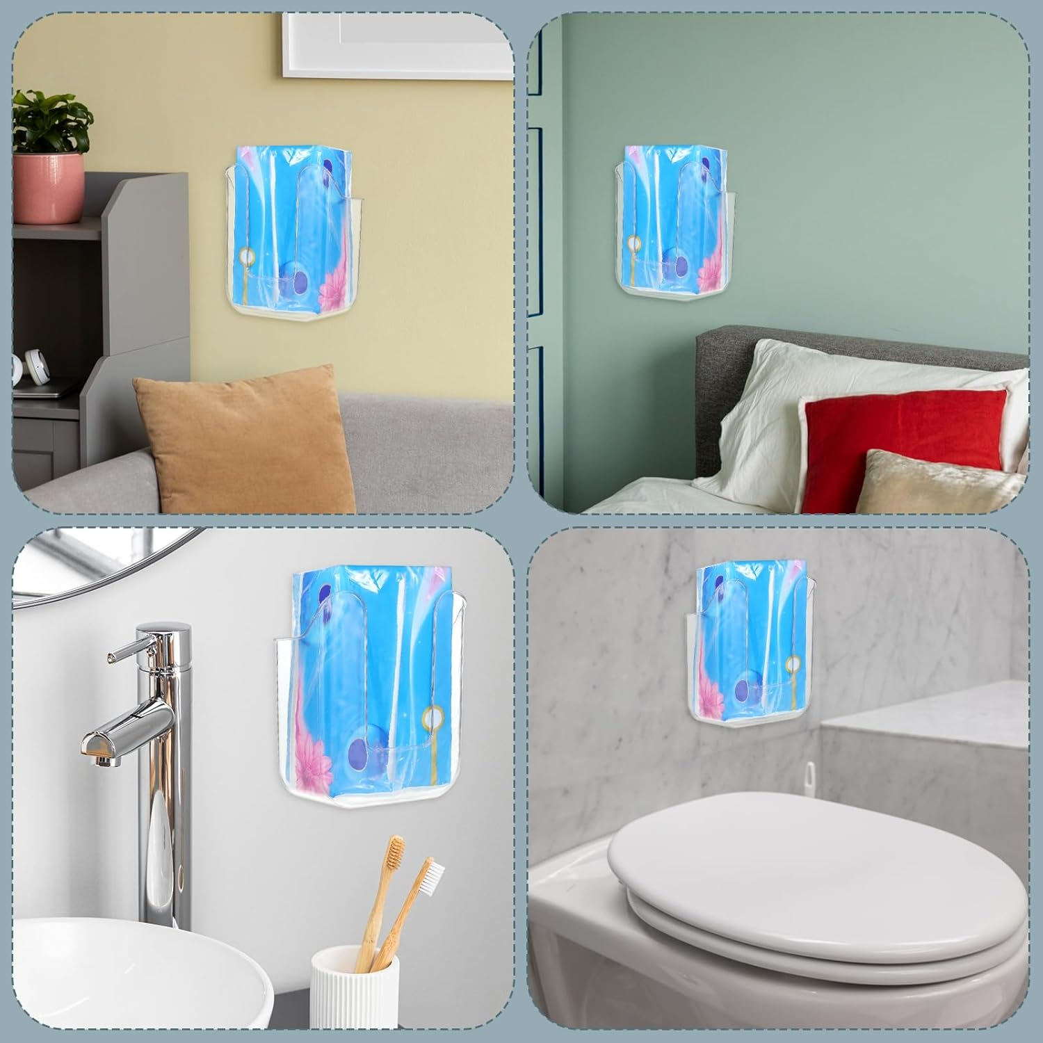 Wipes Dispenser, Wall-Mounted Rectangular Transparent Plastic Wipes Holder for Bathroom, Kitchen, Bedroom image number 3