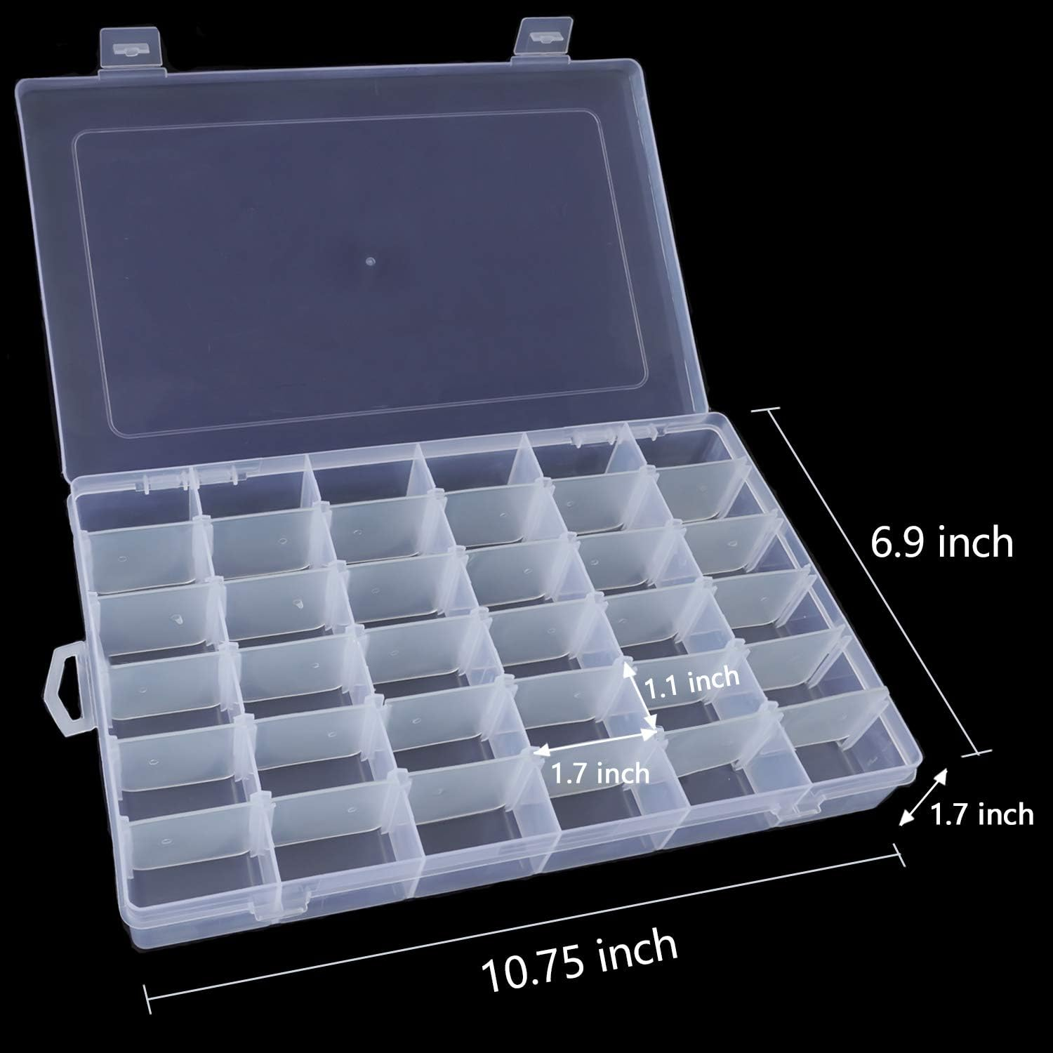 2 Pack 36 Compartment Organizer Box, Plastic Organizer Box with Dividers for Beads Jewelry Crafts Fishing with 5 Sheets Label Sticker image number 6
