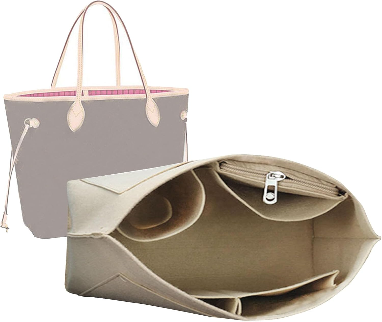 Lckaey Purse Organizer Insert for Neverfull Pm Mm Gm Shaper Felt Purse Insert 1079Black-M