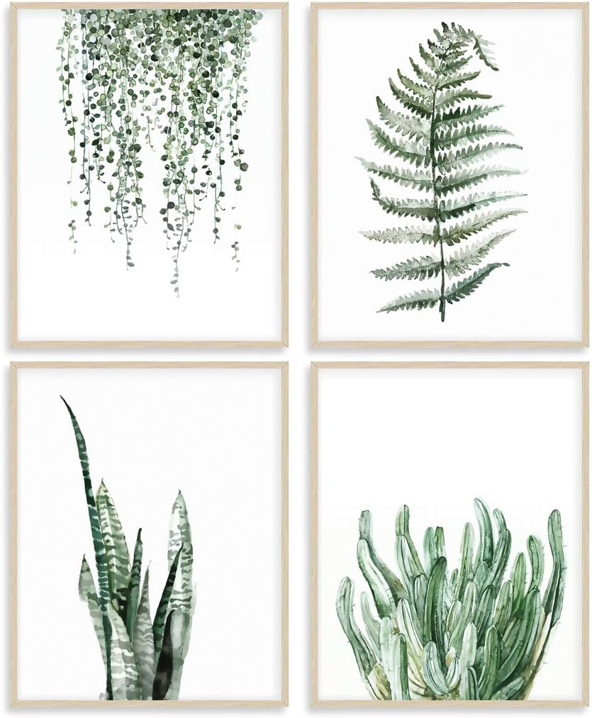 ARTZONE Botanical Posters Plant Prints Canvas Paintings Wall Art for Living Room Decor for Bedroom Aesthetic Boho Wall Decor Minimalist Wall Art Plants Leaf (Set of 4Pcs)-Unframed-8"X10" (Option 2)