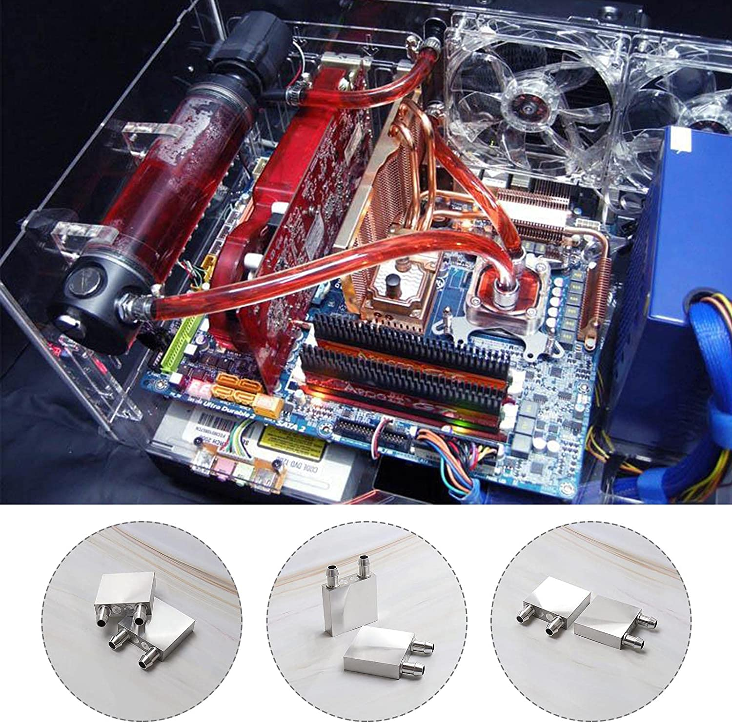 Emsea 2X Aluminum Water Cooling Block 40X40X12Mm for Water Cooler Heat Sink System image number 1