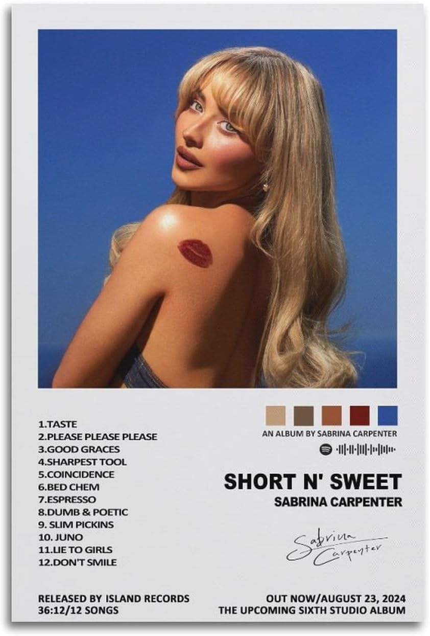 Wall Art Sabrina Music Carpenter Album Poster Poster Canvas Painting Wall Art Picture Home Decor Print for Bedroom Living Room Dorm Study Bar Office 12X18Inch(30X45Cm) image number 4