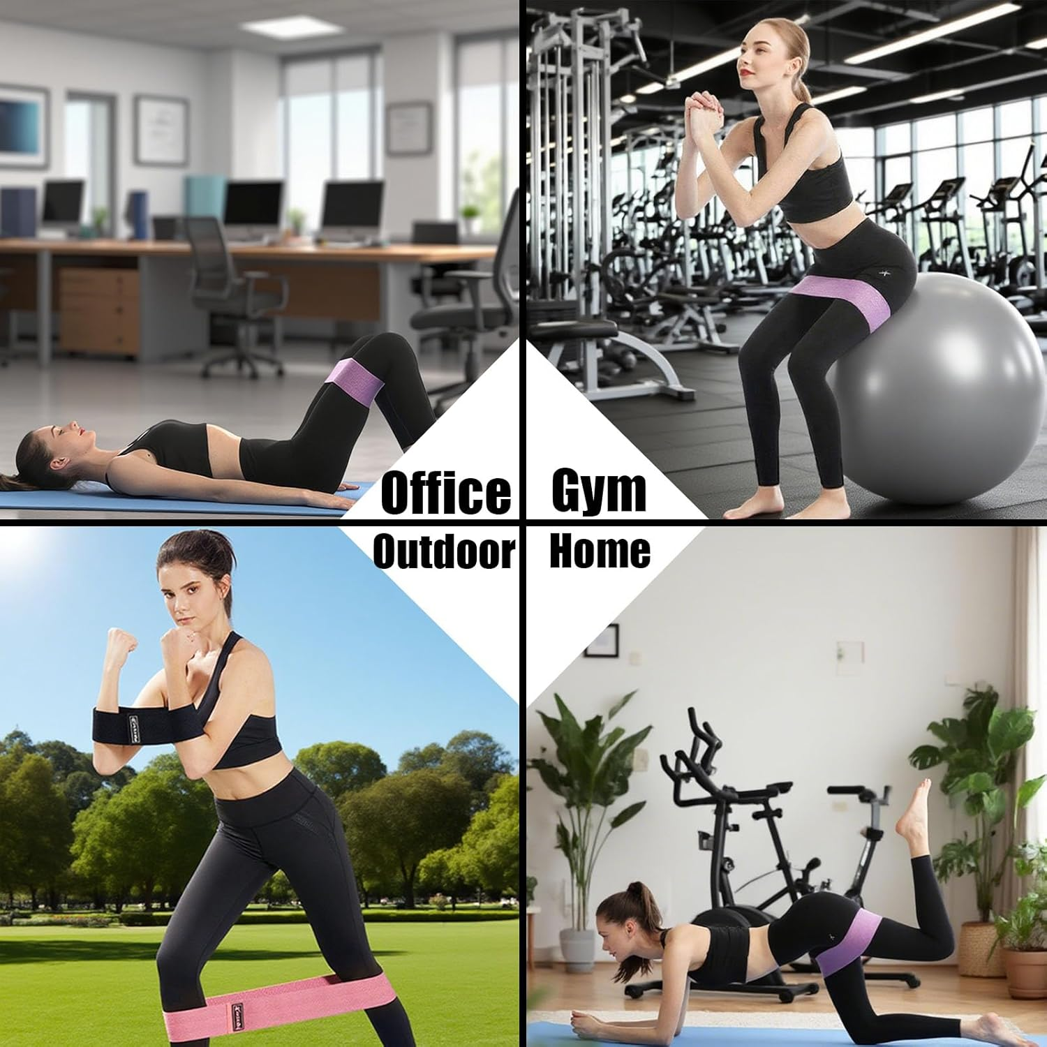 Resistance Bands Set, Upgrade Exercise Bands with Non-Slip Design for HIPS & Glutes Booty Bands for Women and Men, Workout Bands for Home Fitness, Yoga, Pilates image number 4