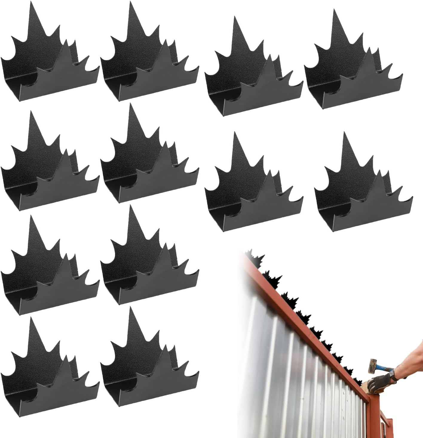 12Pcs anti Climb Security Spikes,Metal Fence Wall with Screws,Theft Duty Intruder Deterrent,Spike Sturdy Home Safety Spike,For Home and Farm Protection Etc