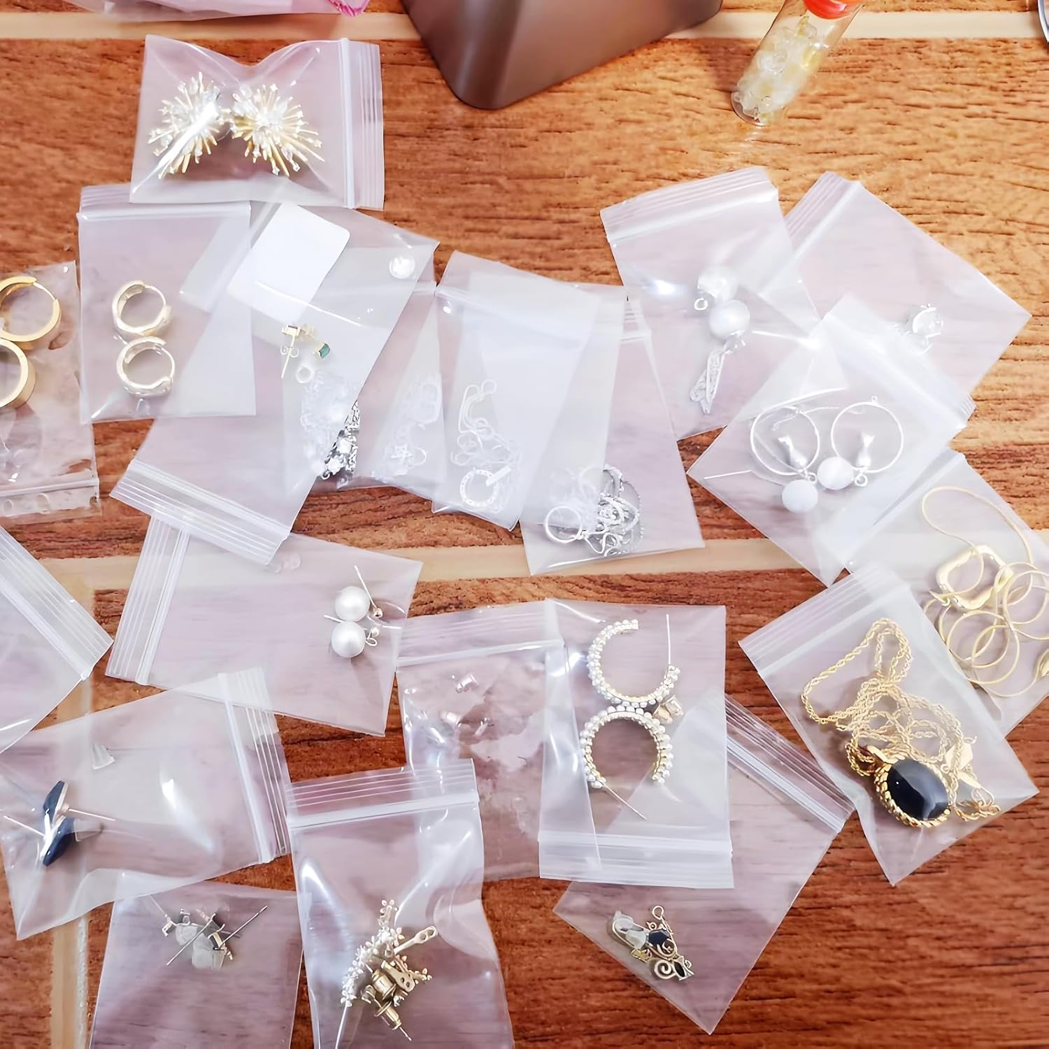 100 Pack 4X6Cm Heavy Duty Ziplock Bags, 20 Mil (200 Micron) Thickened Reusable Plastic Jewelry Storage Bags, Small Self Sealing Pouches for Jewelry, Pills, Crafts, Beads Accessories image number 2