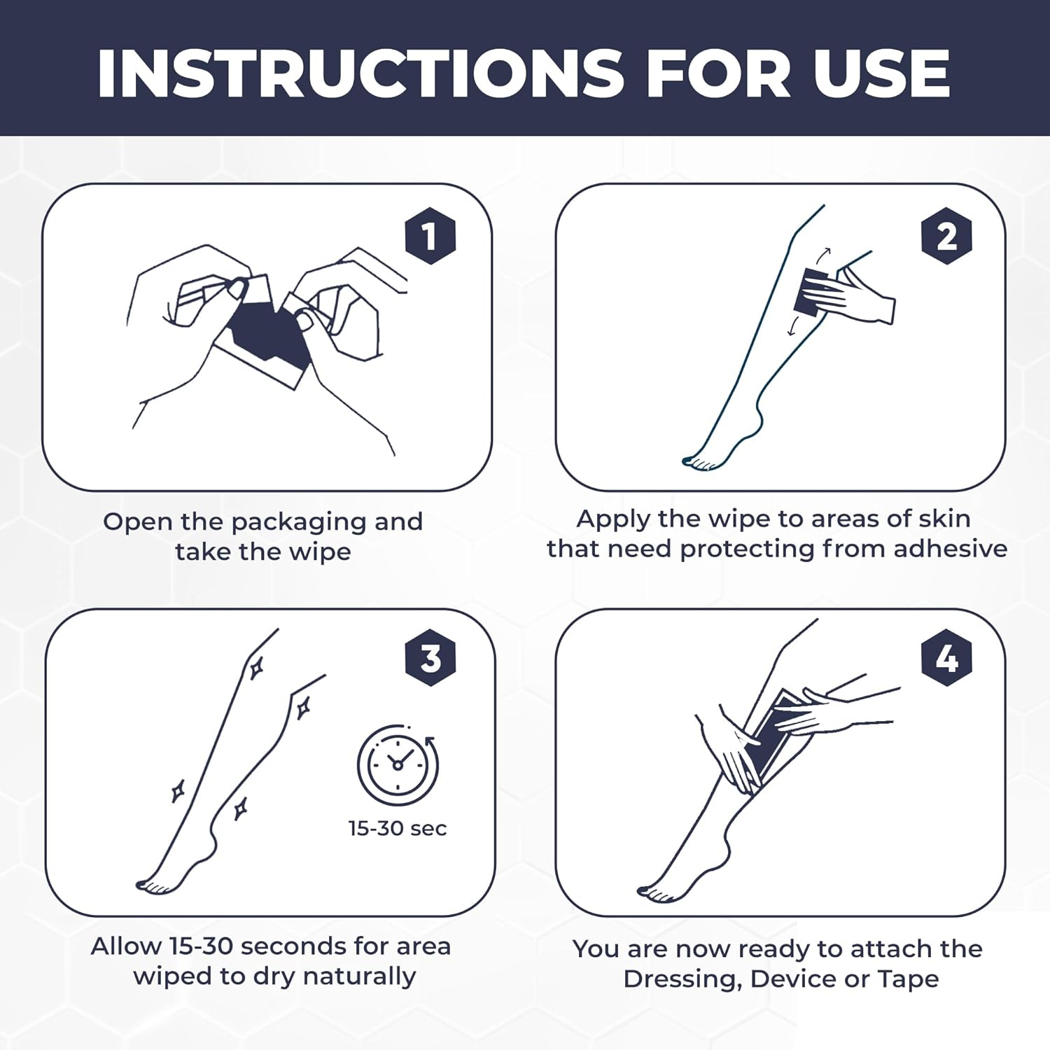 Adhesive Barrier Wipes | Pack of 50 Pads | Skin Protective Barrier Wipes | Improves Tacky Effect of Attachments on Skin | Non Sting | Acetone Free image number 5