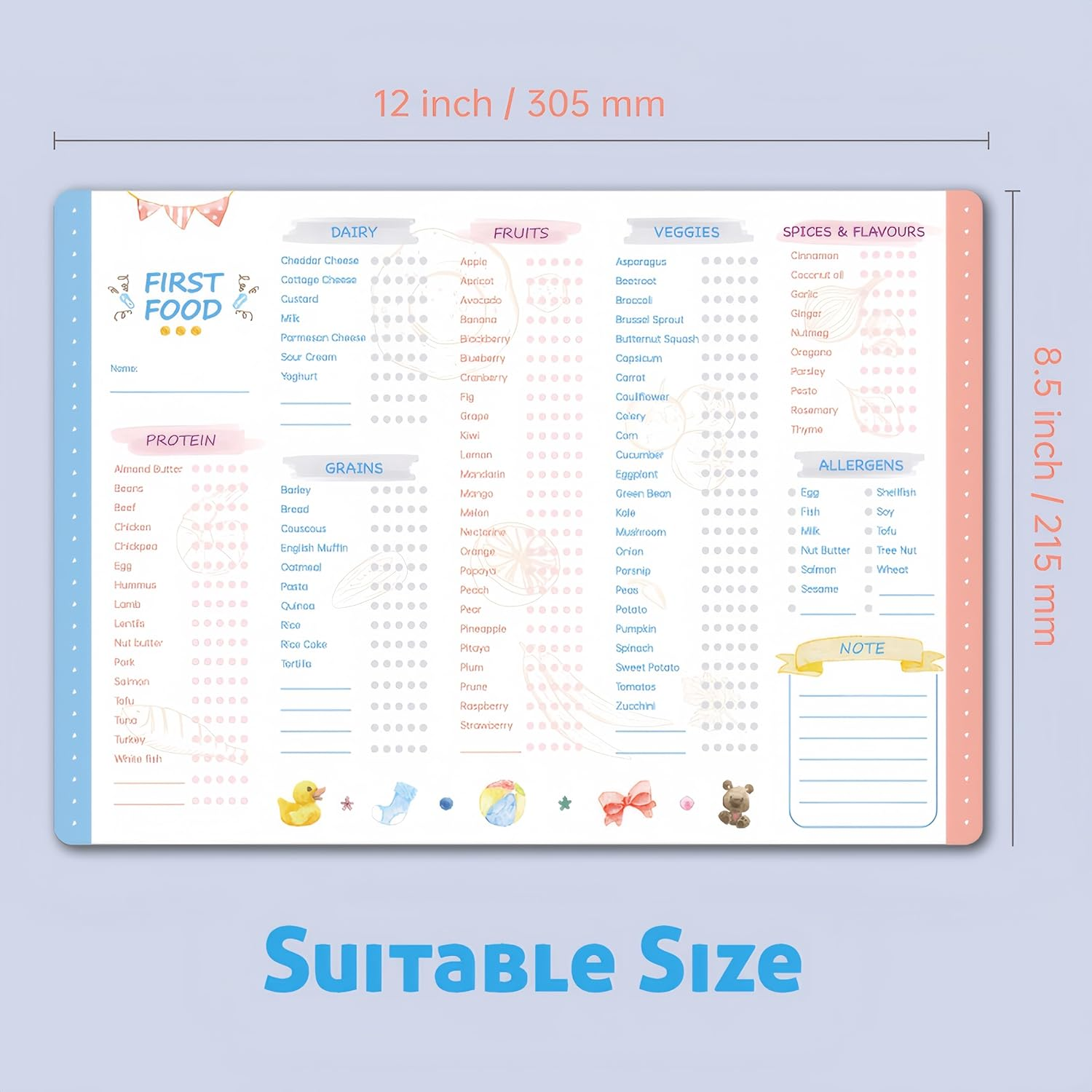 Baby First Food Tracker Fridge Magnet Whiteboard Daily Food Log Dry Erase Activity Poster image number 6