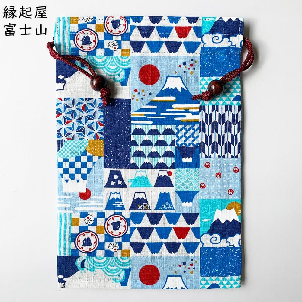 Keisui Goshuin Book Holder, Drawstring Bag, Cotton, 10.4 X 7.1 Inches (26.5 X 18 Cm), Classical Old Fabric, Goshuin Book, Japanese Pattern, Mt. Fuji image number 4