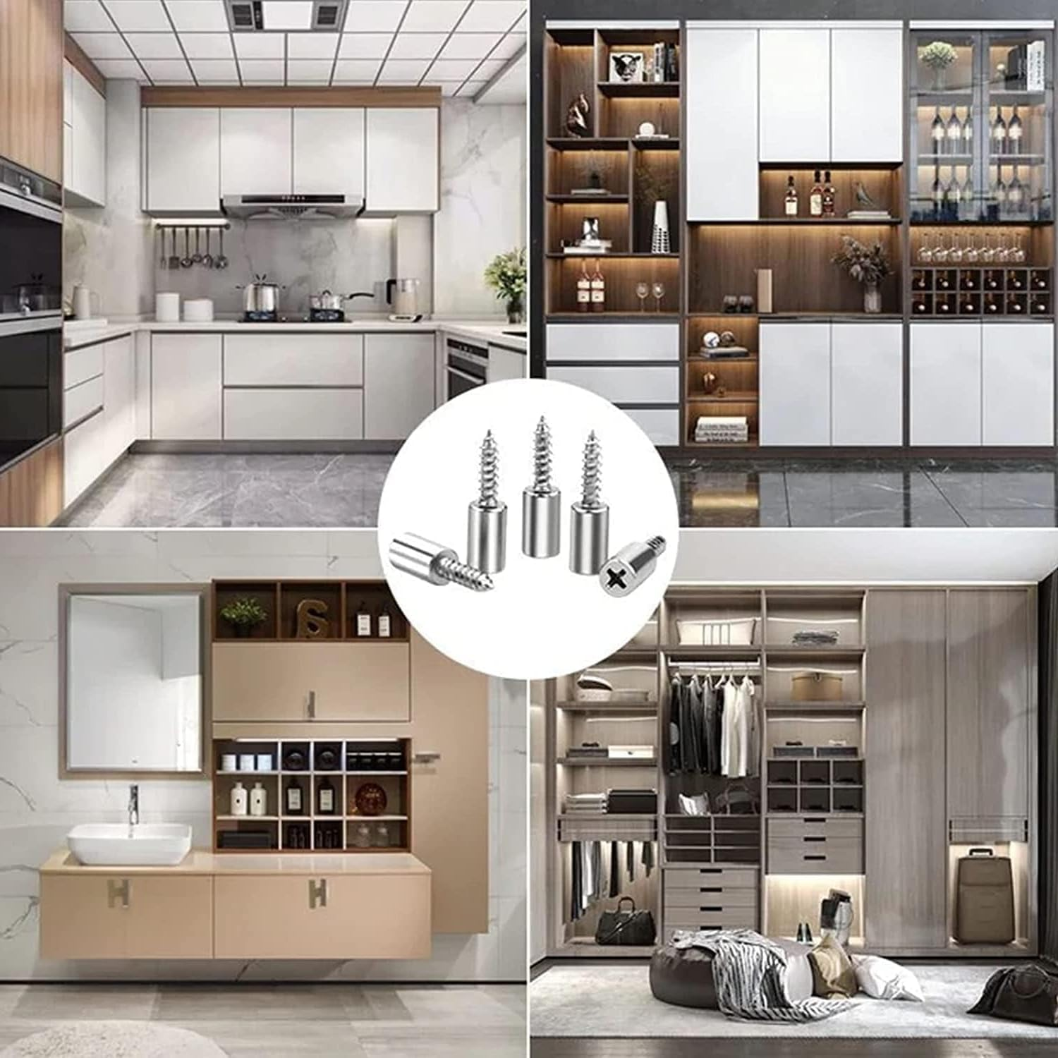 Cabinet Shelf Pegs Self-Tapping Screws, 36Pcs Self Tapping Cabinet Shelf Screws Self-Tapping Screws Cabinet Laminate Support Shelf Bracket Screws Pegs Shelf Support Pins with Covers,Transparent image number 3