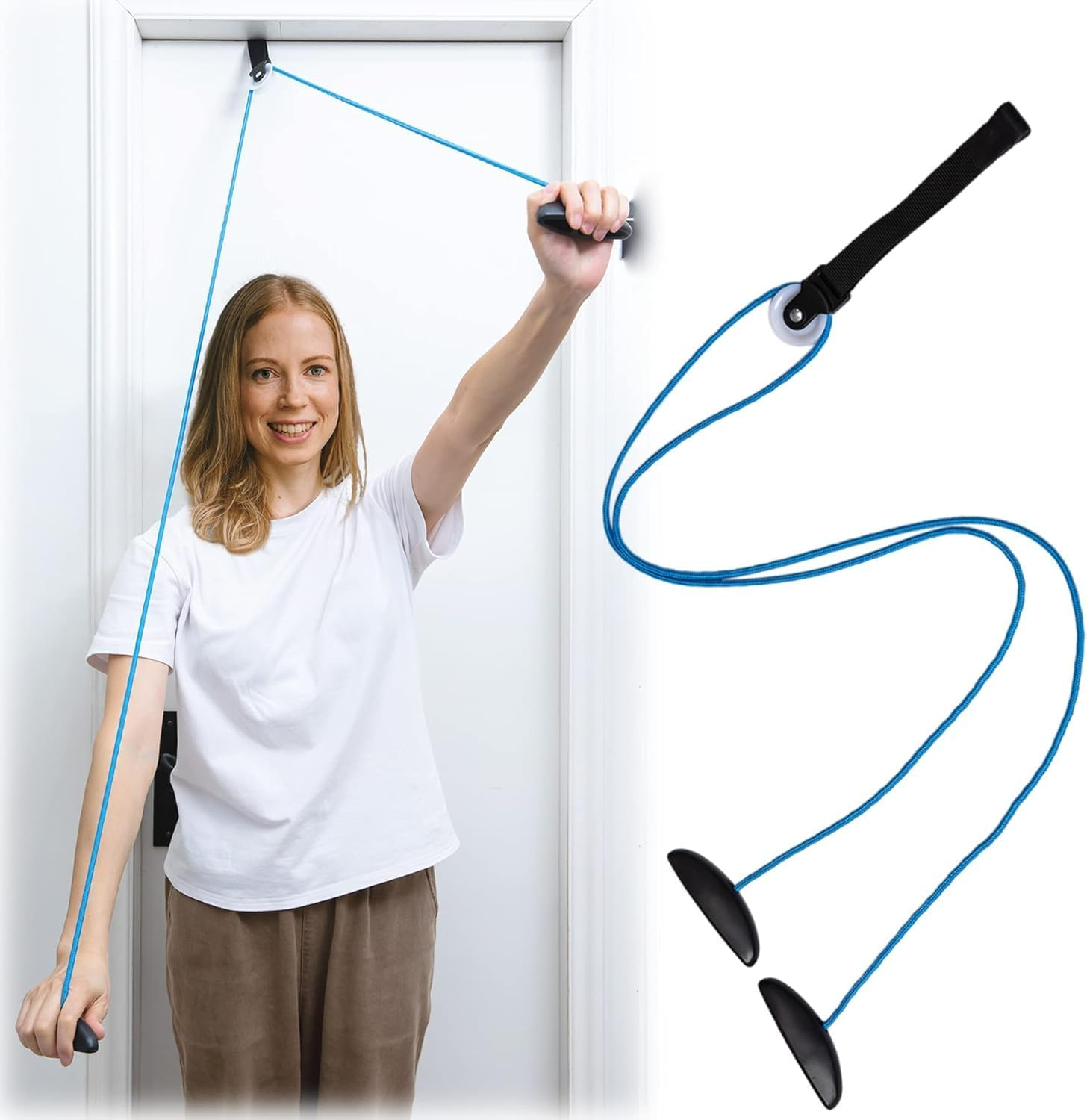 Shoulder Pulley over the Door Physical Therapy System, Exercise Pulley, Alleviate Shoulder Pain and Facilitate Recovery from Surgery, FSA/HSA Eligible (Blue) image number 4