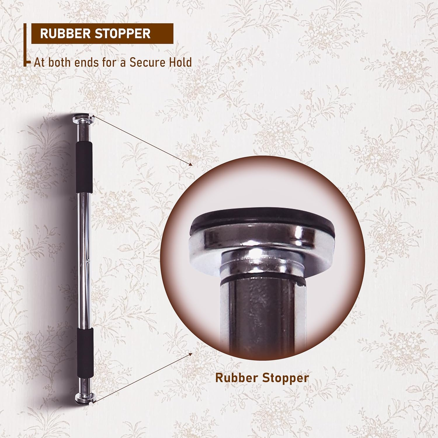 Endless EL1035 Stainless Steel Adjustable Pull up Bar for Home Doorway | Material : Stainless Steel | for Strengthening Exercises at Home or Gym with Anti-Skid Cushion Grip | for Adult, Men and Women image number 6