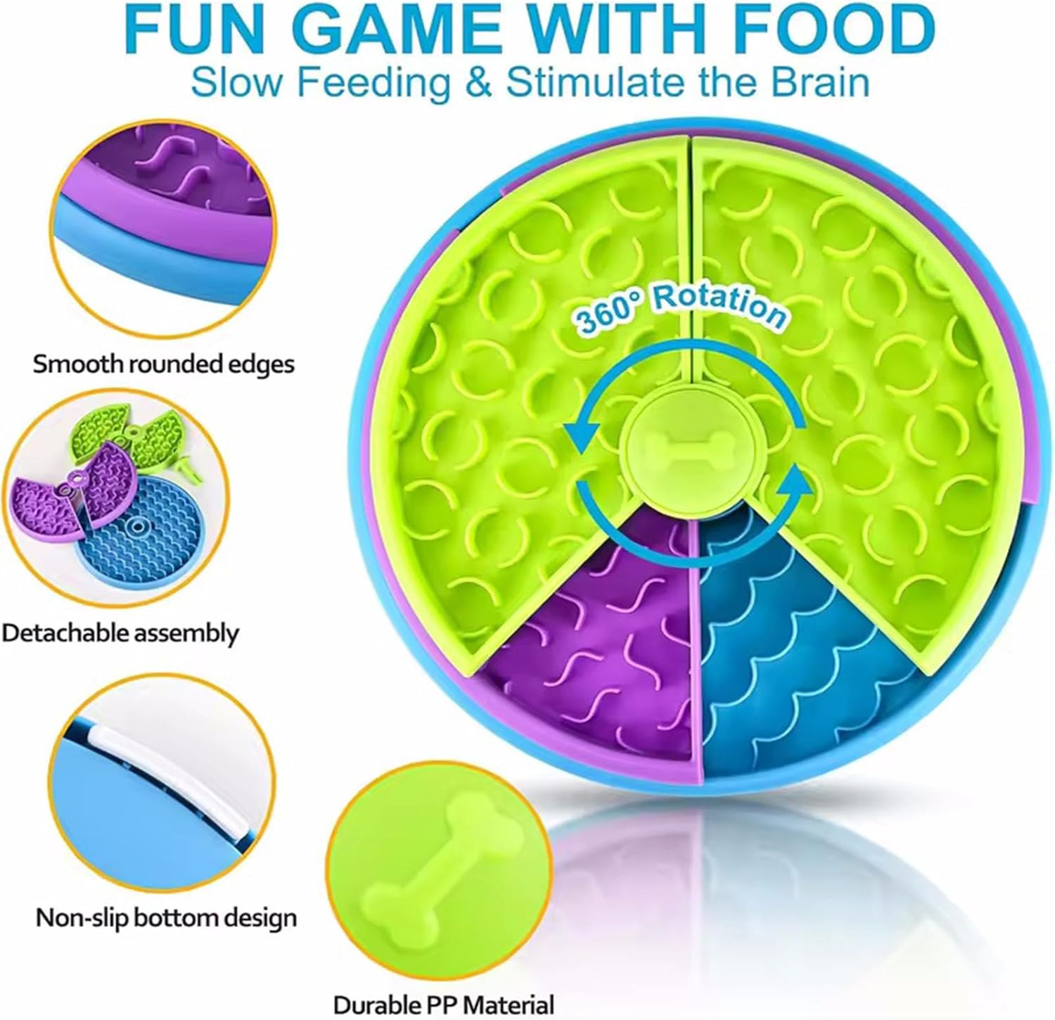 Esenlong Slow Feeder Dog Bowl Eat Interactive Feeder with Non-Slip Feet