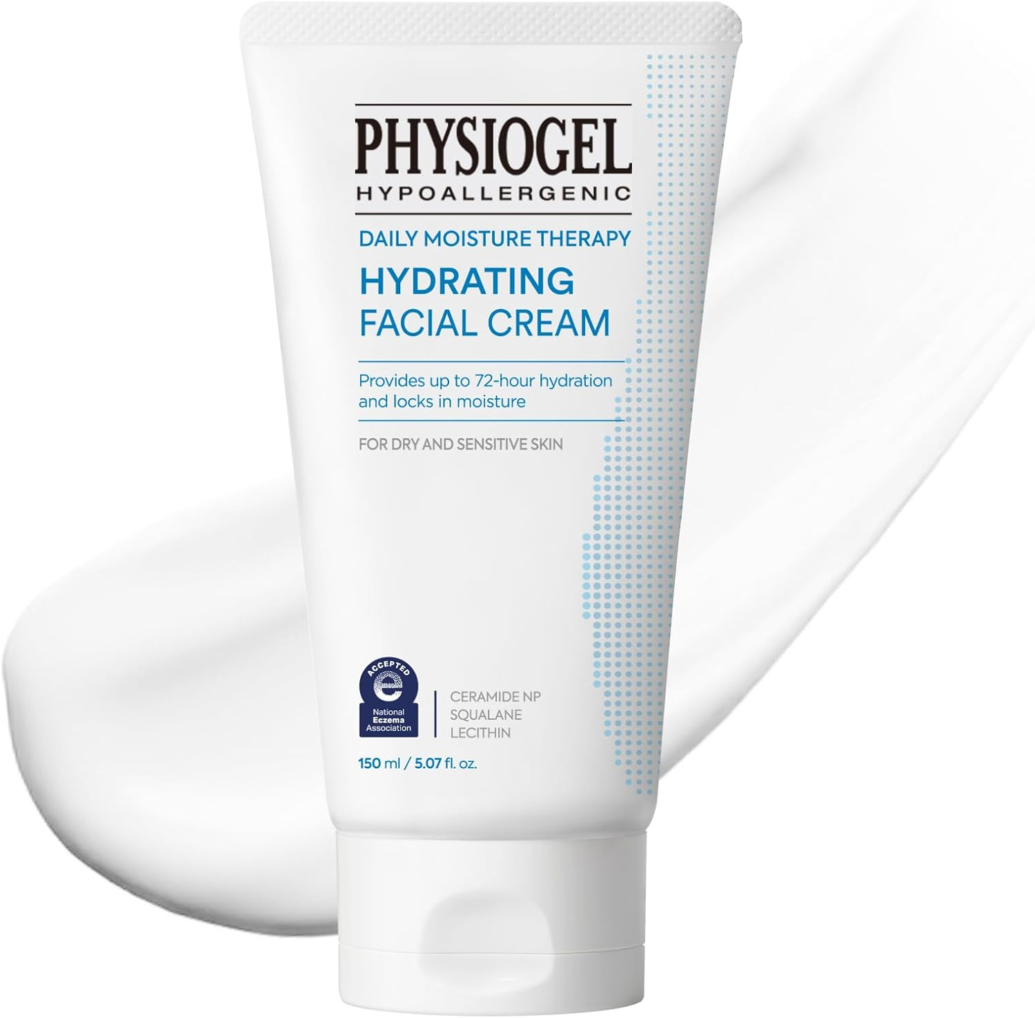 Physiogel Hydrating Facial Cream Moisturizer, Provides 72 Hrs of Hydration for Normal to Dry Sensitive Skin, Fragrance Free, Strengthens Skin Barrier, Face Cream for Men & Women, Ceramide, Squalane