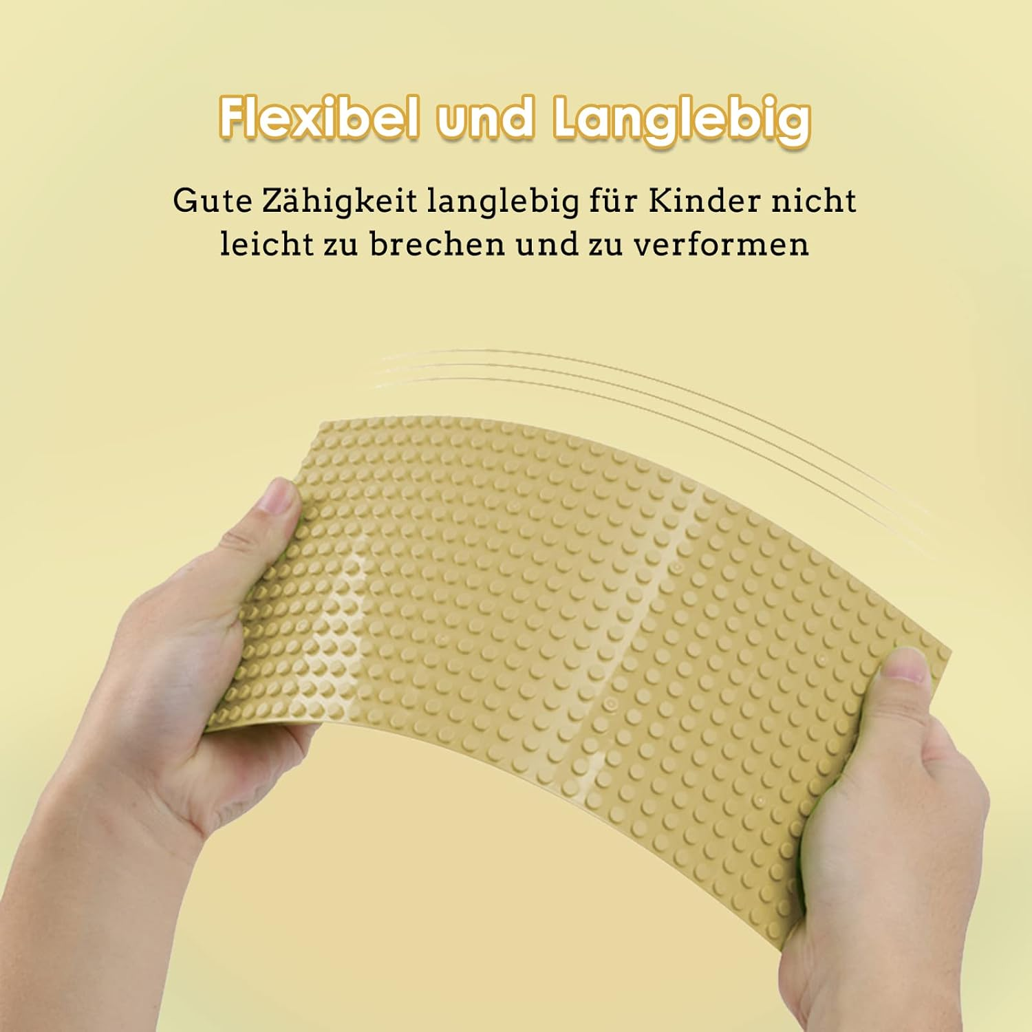 Shinefinder 8 Plate Set Building Plates Compatible with Most Brands, Rectangular Base Plates 25.6 X 12.8 Cm with 16 X 32 Nubs for Creative Play (Sand, 25.6 X 12.8 Cm)