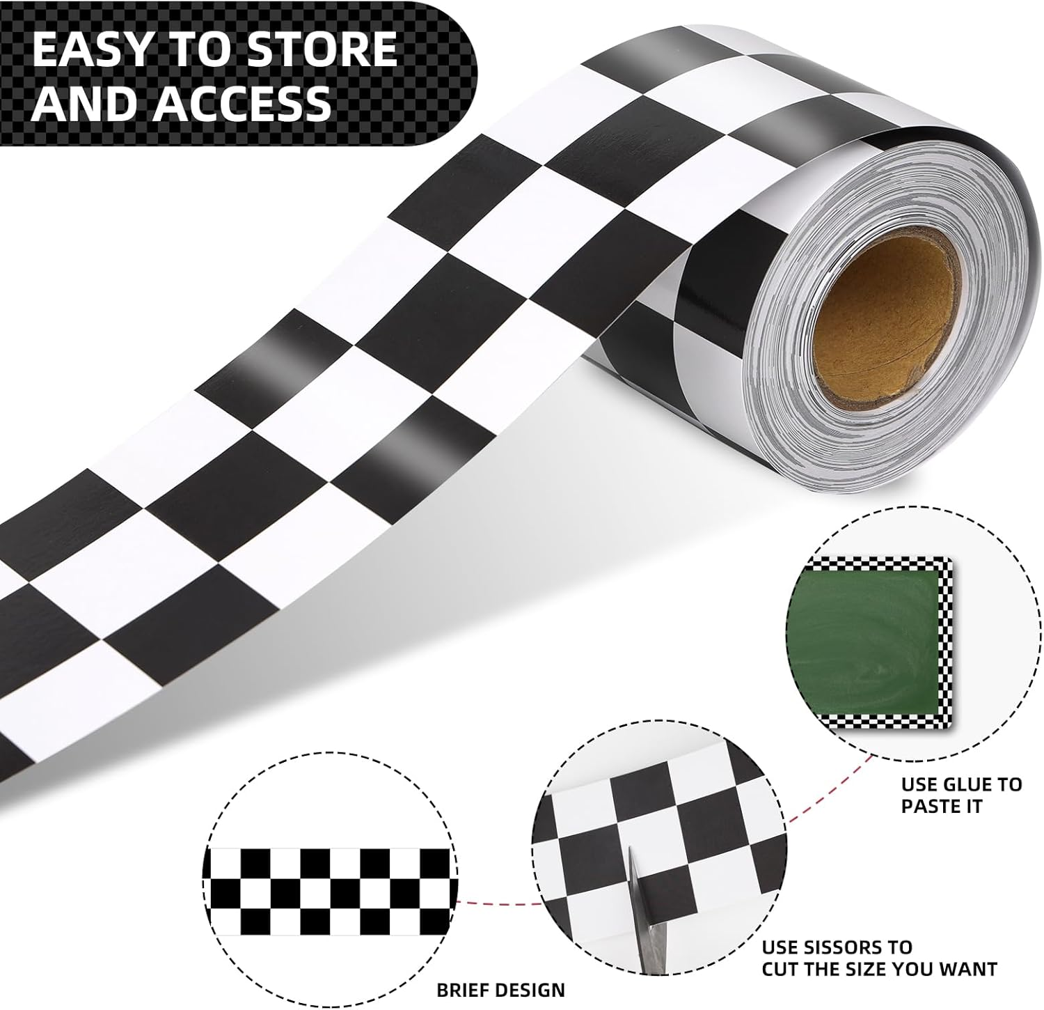 65 Feet Bulletin Board Borders, Checkered Flag Decorative Bulletin Border, Road Race Rolled Blackboard Straight Trim Borders Back to School Decoration for Classroom and Home image number 2