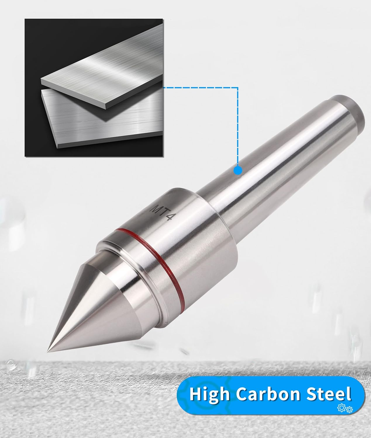 MT4 Live Center, High Carbon Steel CNC Lathe Tailstock Rolling Center, High Precise Good Sealing Heavy Duty Live Tailstock Center for High Speed Machining