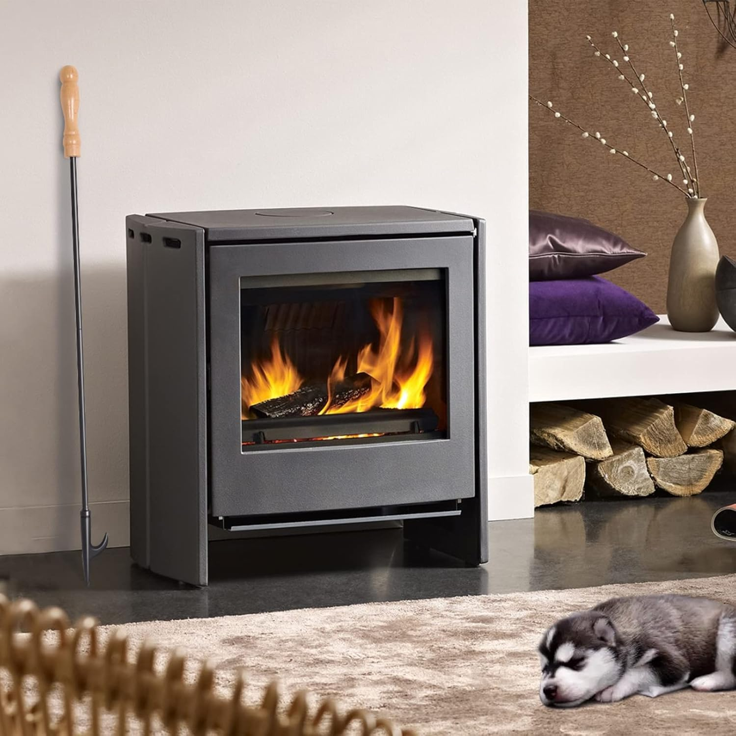 Fireplace Fire Pit Campfire Poker Stick. Uten 32-Inch in Heavy Duty Fireplace Poker. Solid Steel Fire Pit Poker, Fire Pit Accessories for Fireplace Camping Wood Stove Indoor and Outdoor.