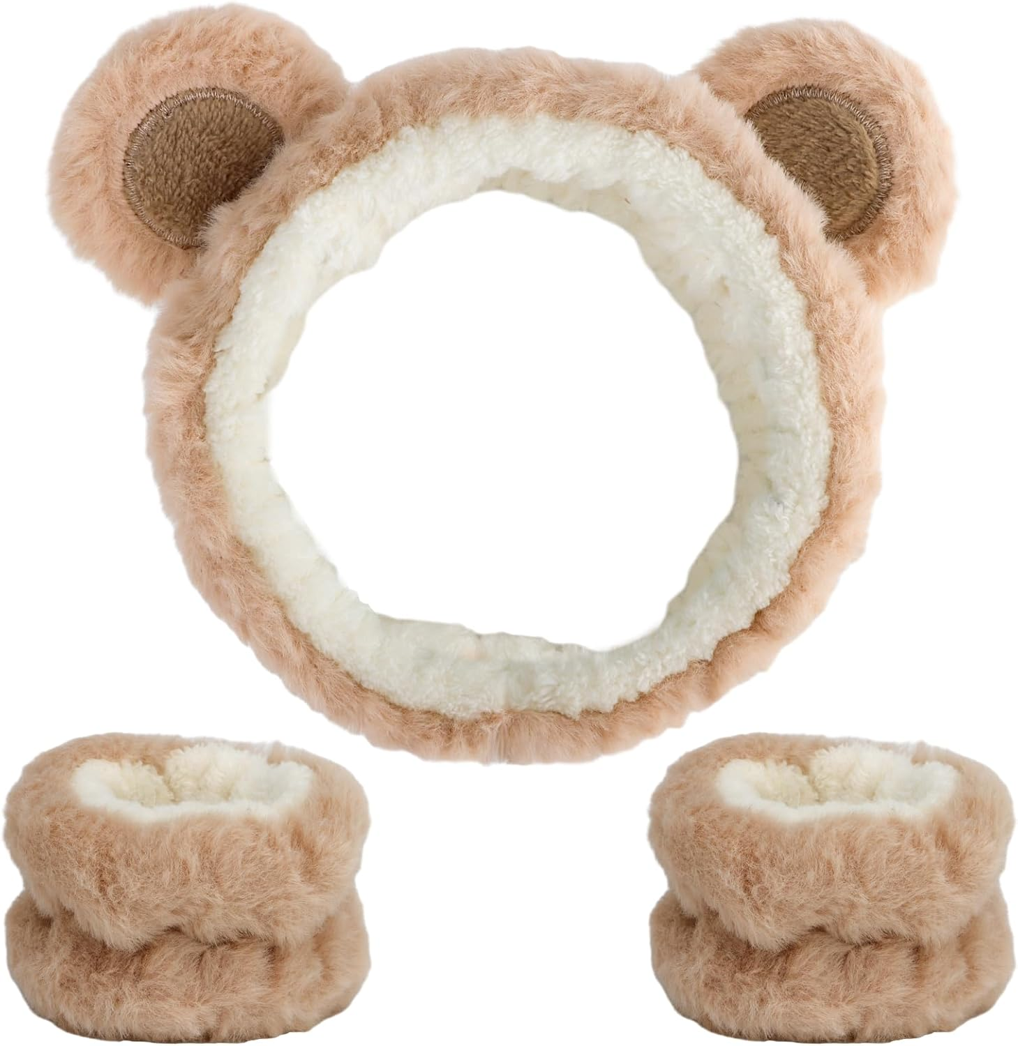 Canitor Cow Print Spa Headband and Wrist Bands Kit for Washing Face Soft Makeup Headband Cute Cow Ears Skincare Headband Wristband Set Stuff Gifts for Women Girls