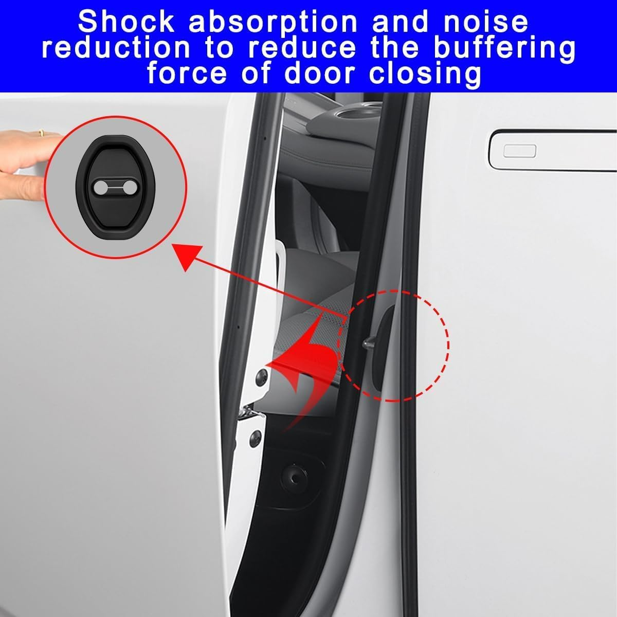 Silicone Car Door Latch Protective Covers, 4Pcs Silicone Door Latch Guard Universal Car Door Lock Cover Protector for Noise Reduction and Shock Absorption image number 1