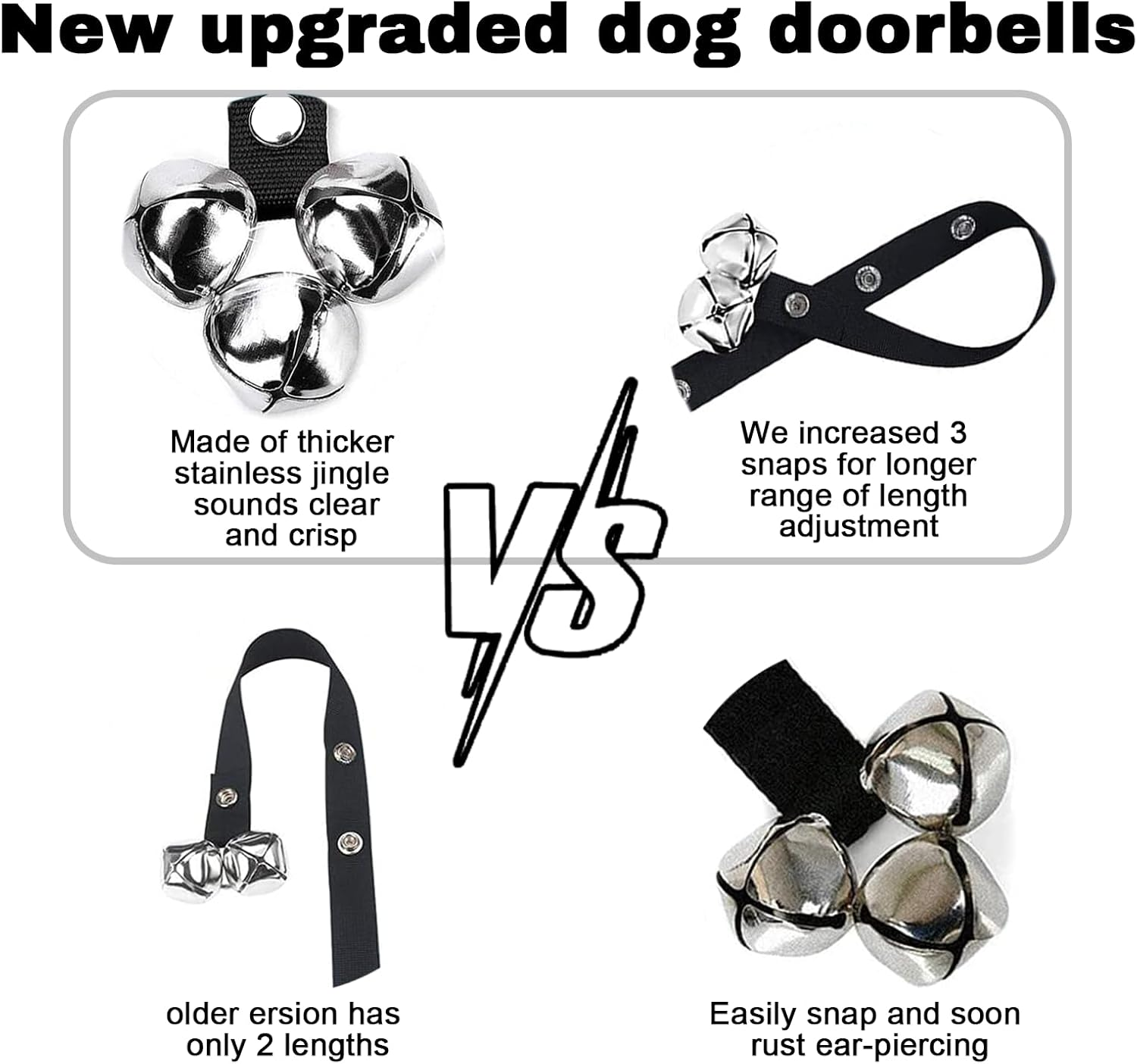 Jeyzuroa 2 Pack Dog Whistle & Adjustable Training Bells - Puppy Training Kit for Door Knob, Toilet Training& Outdoor Signals (Dogs & Cats)