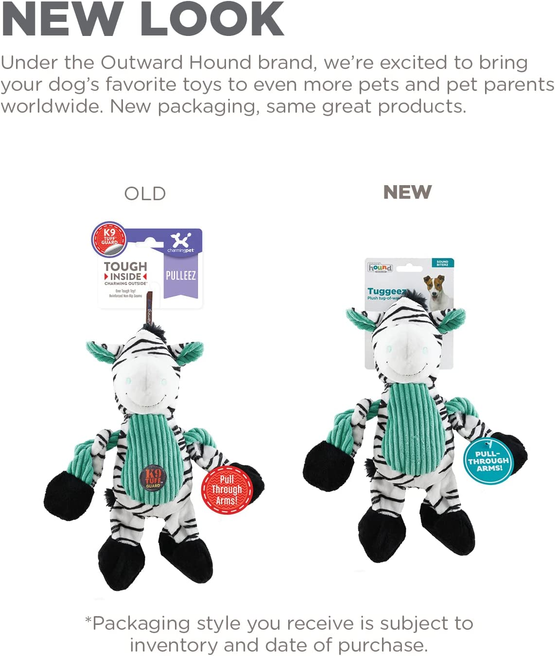 Charming Pet Pulleez Zebra Plush Squeaky Dog Toy image number 4