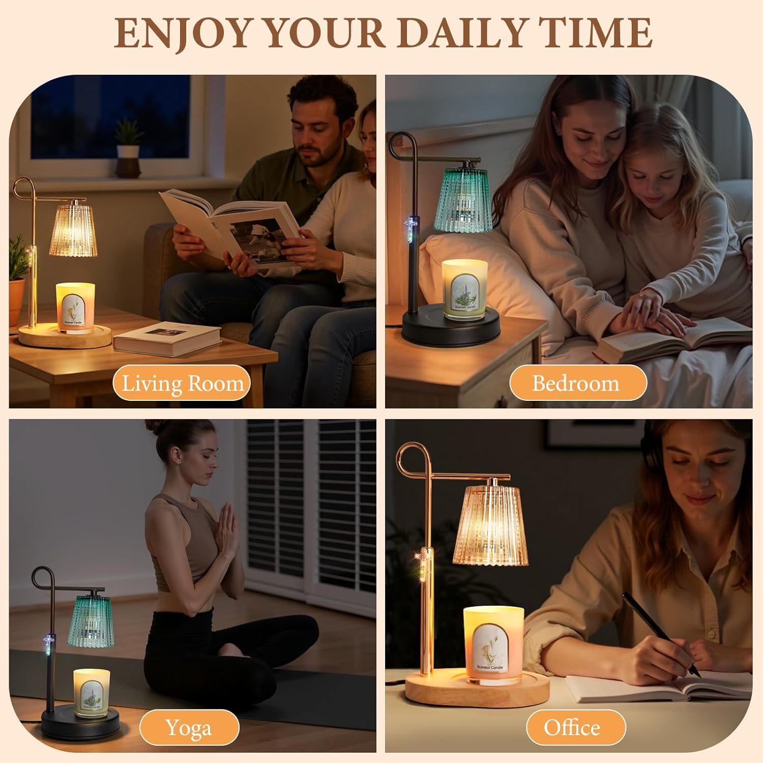 Candle Warmer Lamp with Timer Dimmer, Adjustable Height Wax Warmer Lamp for Jar Candle, Wax Melter House Warming Gifts New Home D&eacute;cor, Birthday Gifts for Women Mom (Gold) - Black image number 5