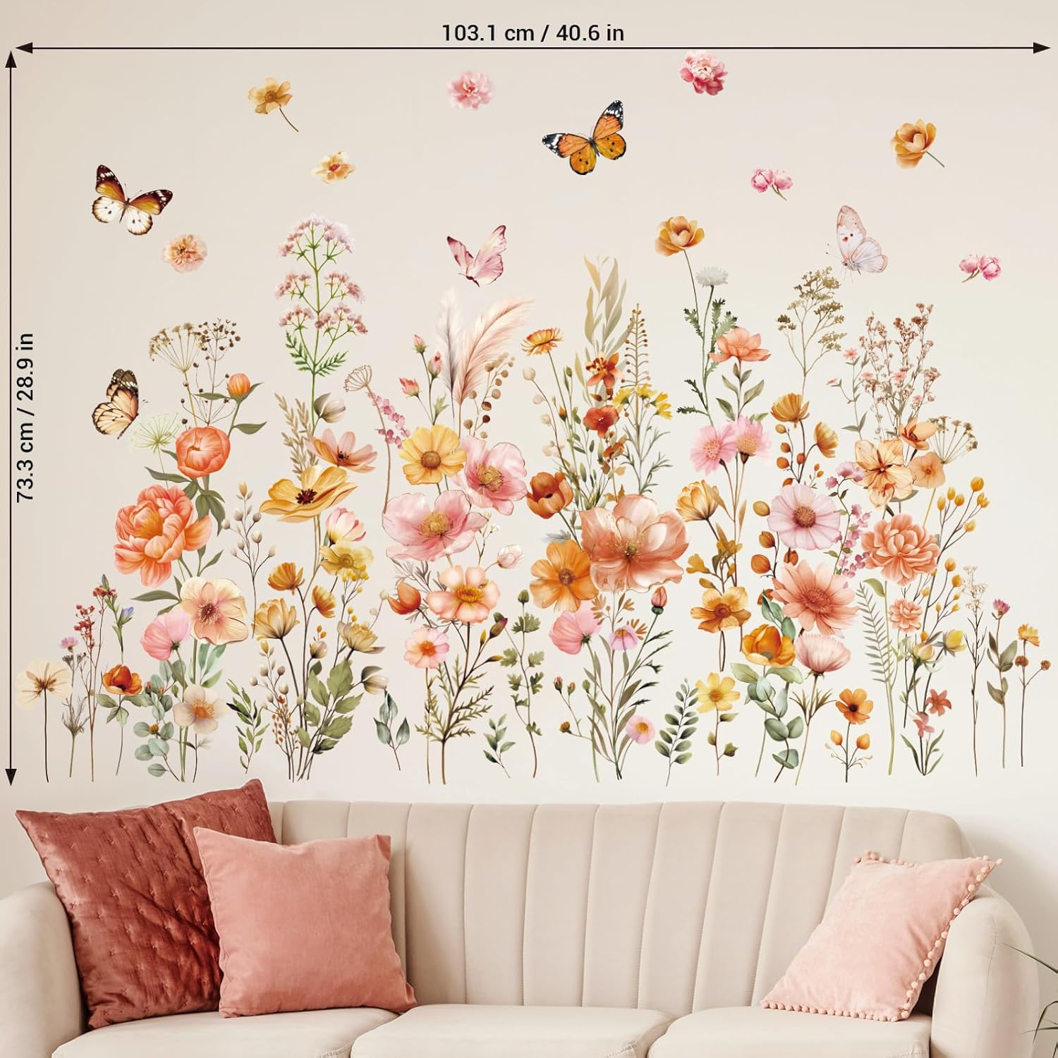 DECOWALL SG2-2506 Boho Small Flowers Wall Stickers Peel and Stick Removable Floral Decals Nursery Bedroom Nature Home Decor Garden image number 5