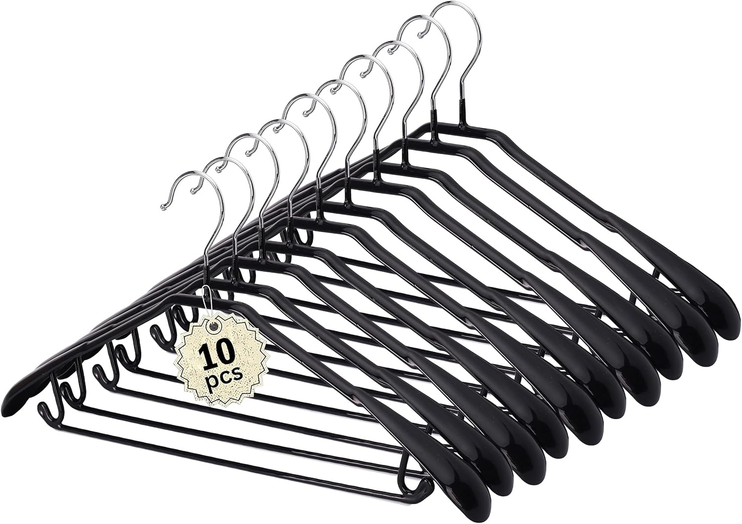 Zekroh 10 Pack Wide Shoulder Metal Hangers, 17.7 Inch Heavy Duty Retro Suit Hangers with Non Slip Pvc-Coating for Closet, Dresses, Pants, Sweaters, Jackets (White)