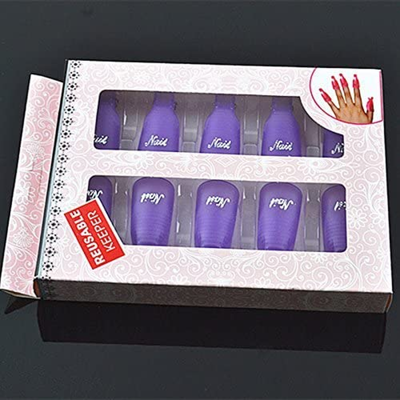 HIGHROCK 10Pcs Acrylic Nail Art Polish Remover Wrap Cleaner Superior Clip Caps (Purple) image number 3